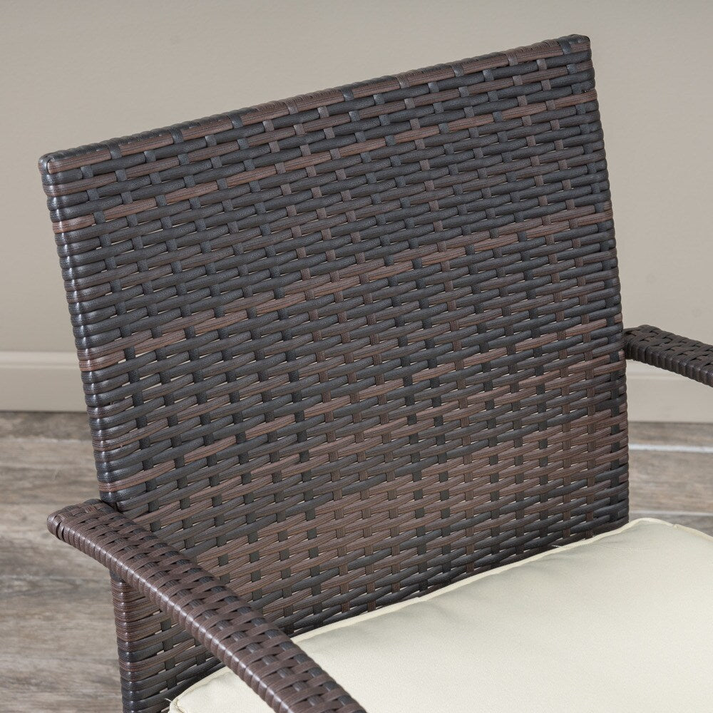 Peterson Outdoor 3-piece Wicker Bistro Set with Cushions by Christopher Knight Home