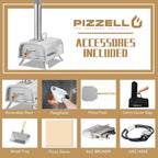 Multi-Fuel Outdoor Pizza Oven Stonebaked Pizza Maker with Gas Burner & Wood Box - 12 inch