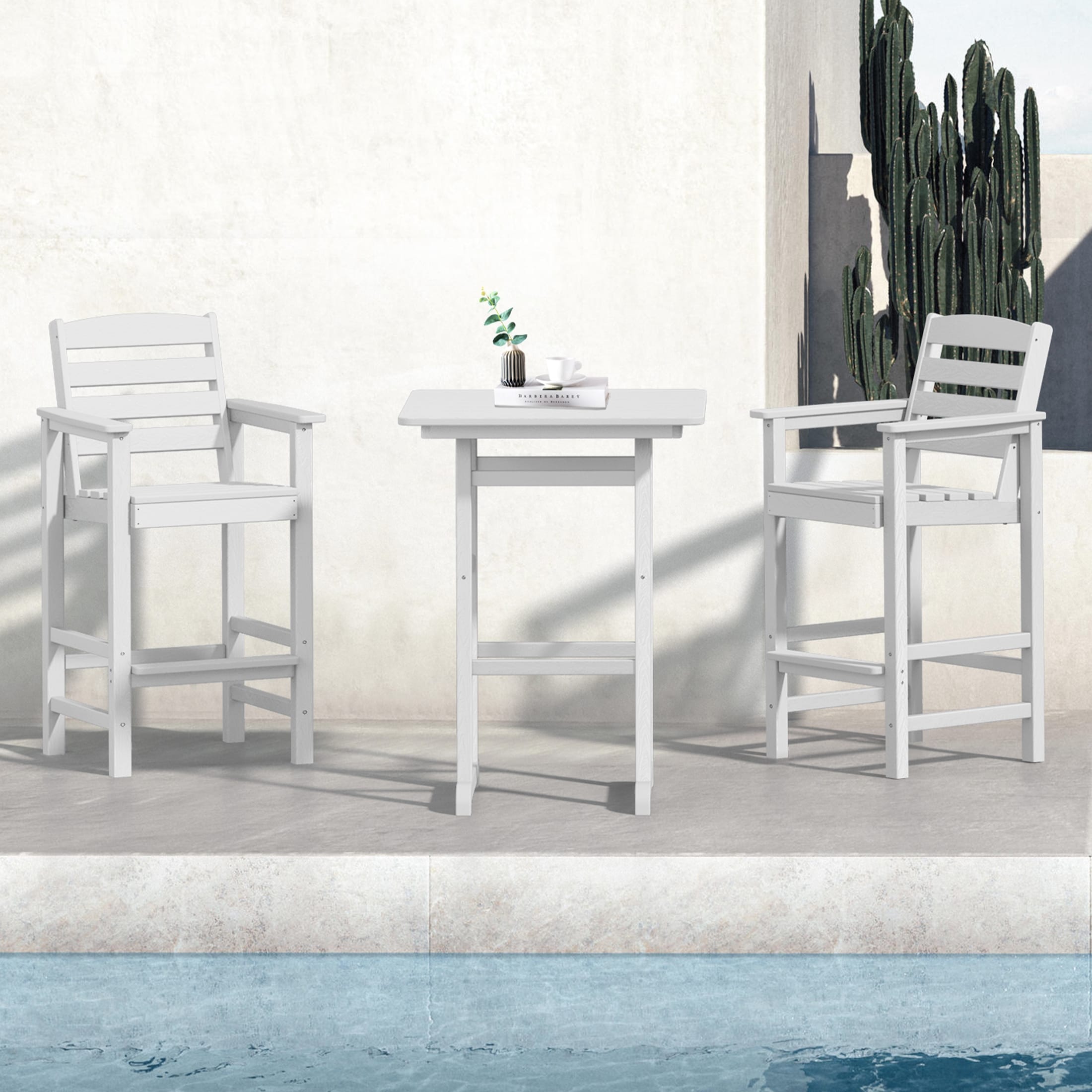 Plastic Tall adirondack Chair Set Of 3-Piece Patio Conversation Set