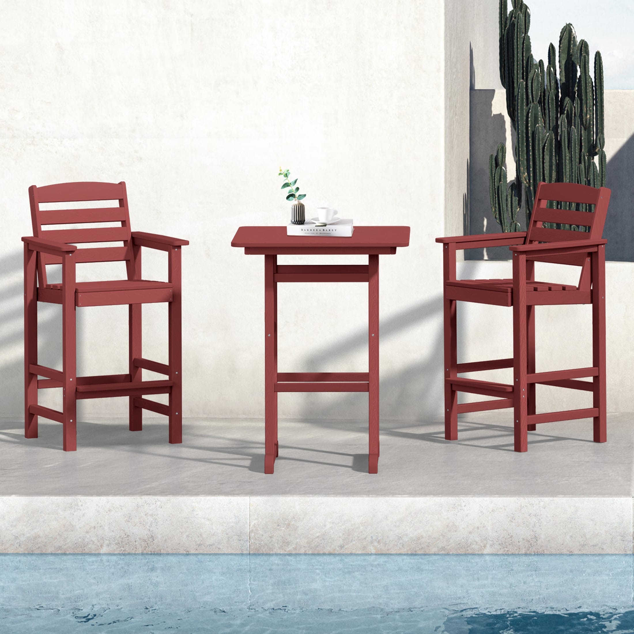 Plastic Tall adirondack Chair Set Of 3-Piece Patio Conversation Set