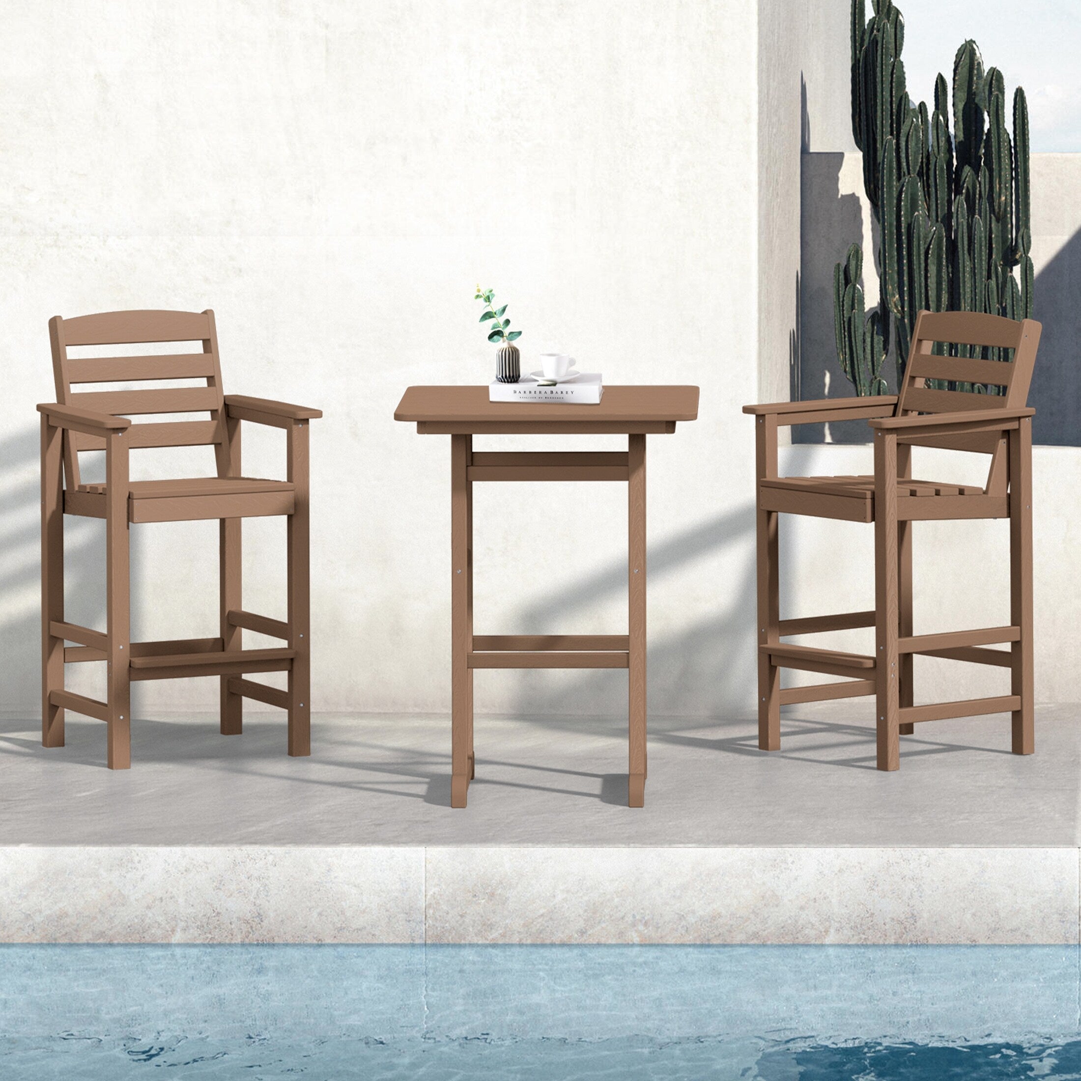 Plastic Tall adirondack Chair Set Of 3-Piece Patio Conversation Set