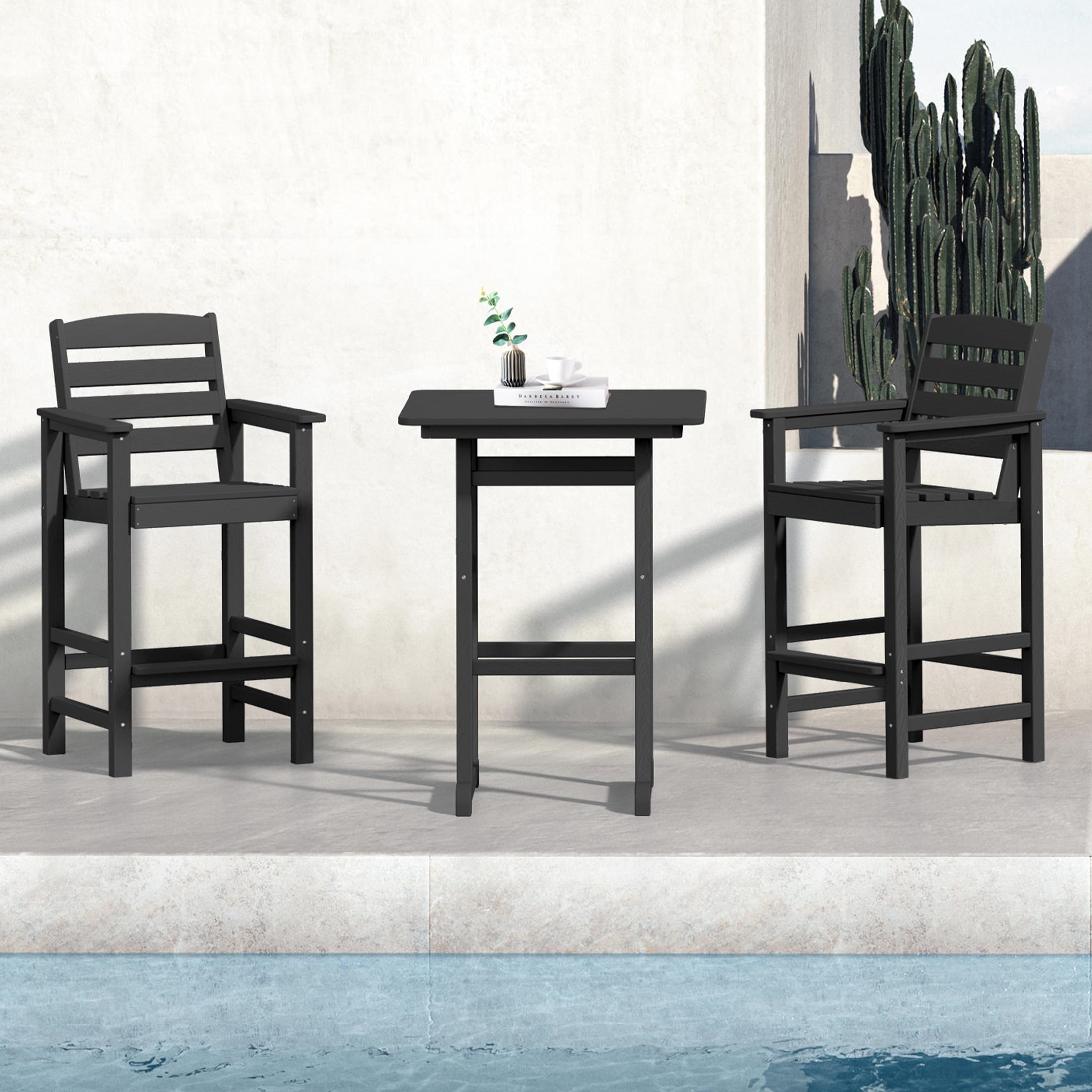 Plastic Tall adirondack Chair Set Of 3-Piece Patio Conversation Set