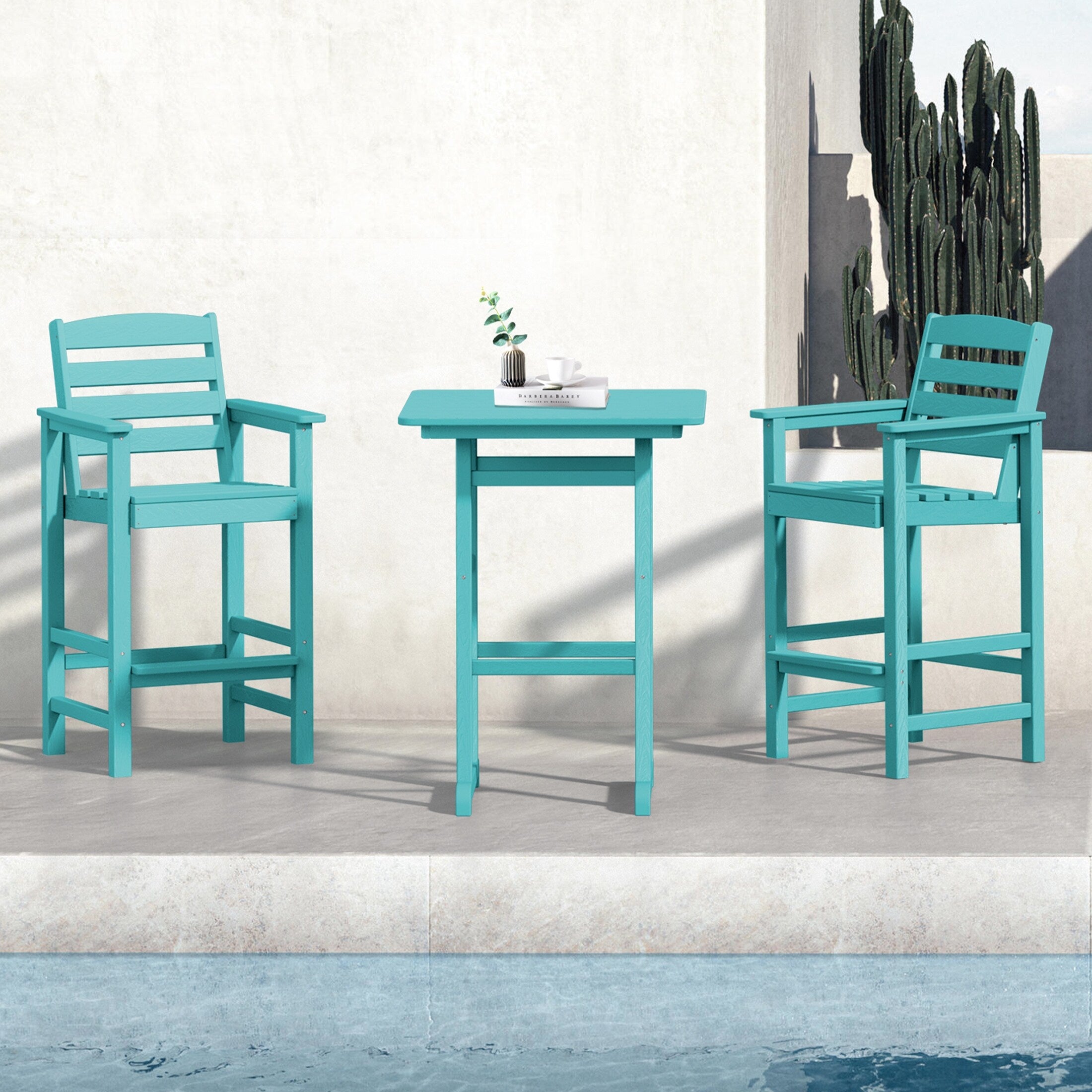 Plastic Tall adirondack Chair Set Of 3-Piece Patio Conversation Set