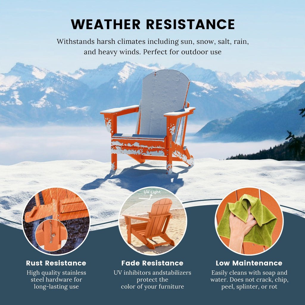 Polytrends Laguna Fade Resistant All Weather Outdoor Patio Folding Adirondack Chair