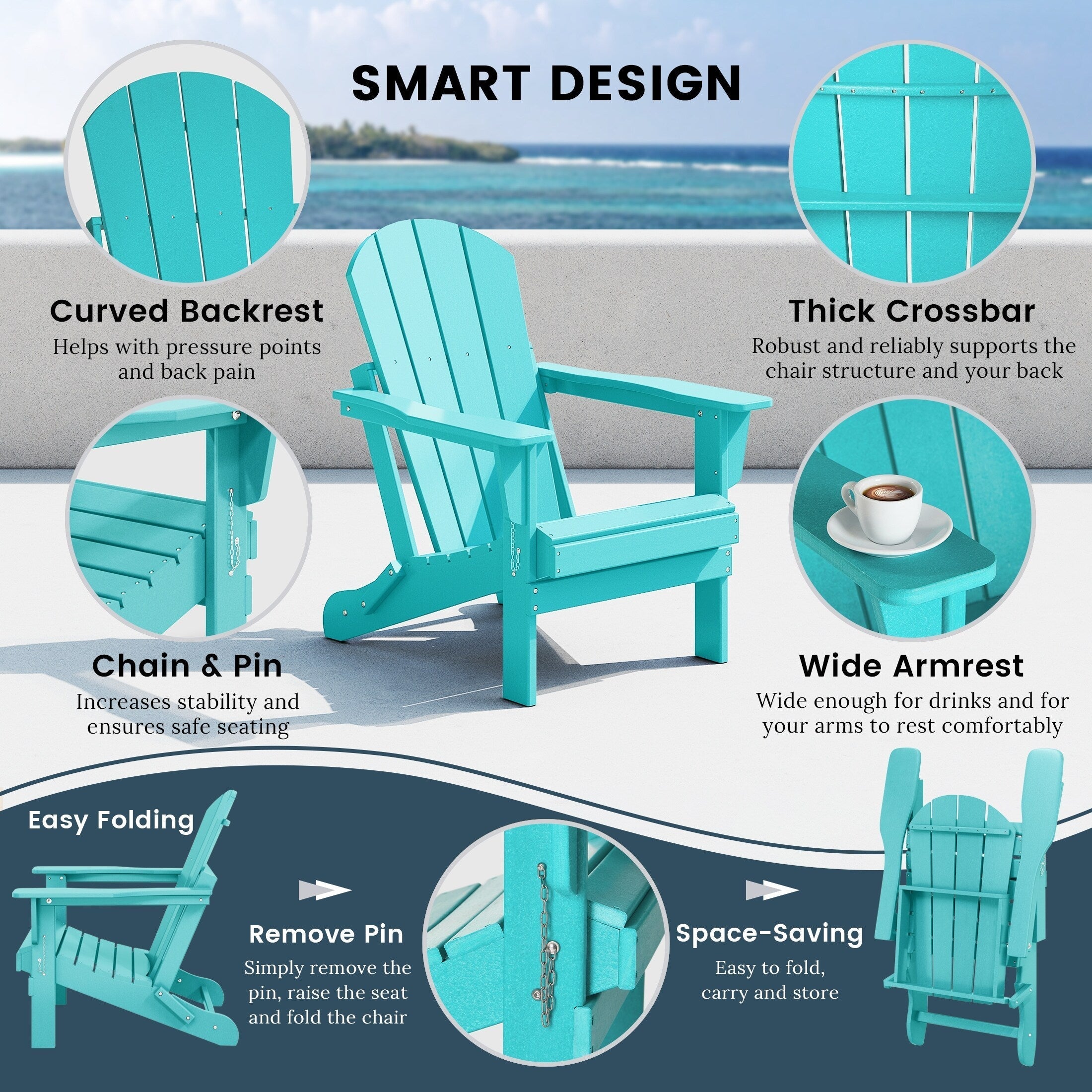 Polytrends Laguna Weather Resistant Outdoor Patio Folding Adirondack Chairs (Set of 2)