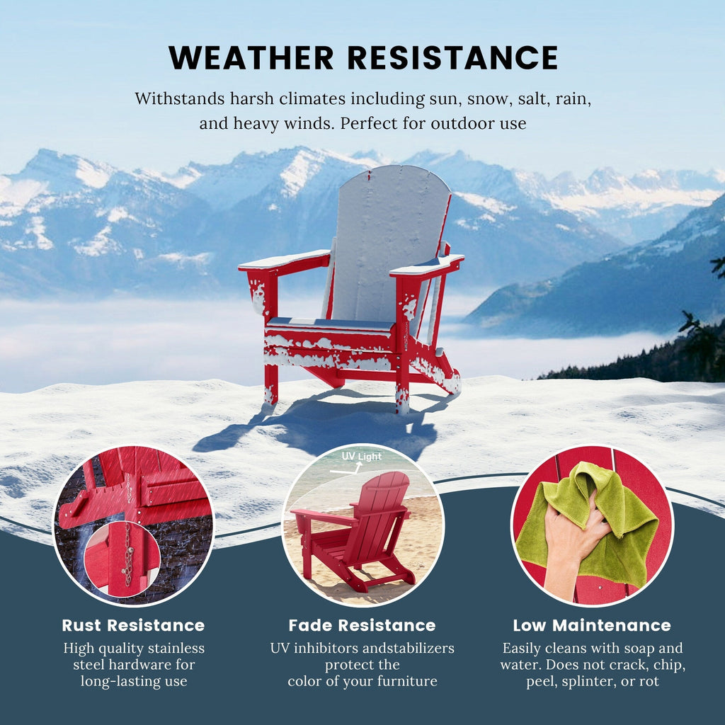 Polytrends Laguna Weather Resistant Outdoor Patio Folding Adirondack Chairs (Set of 2)