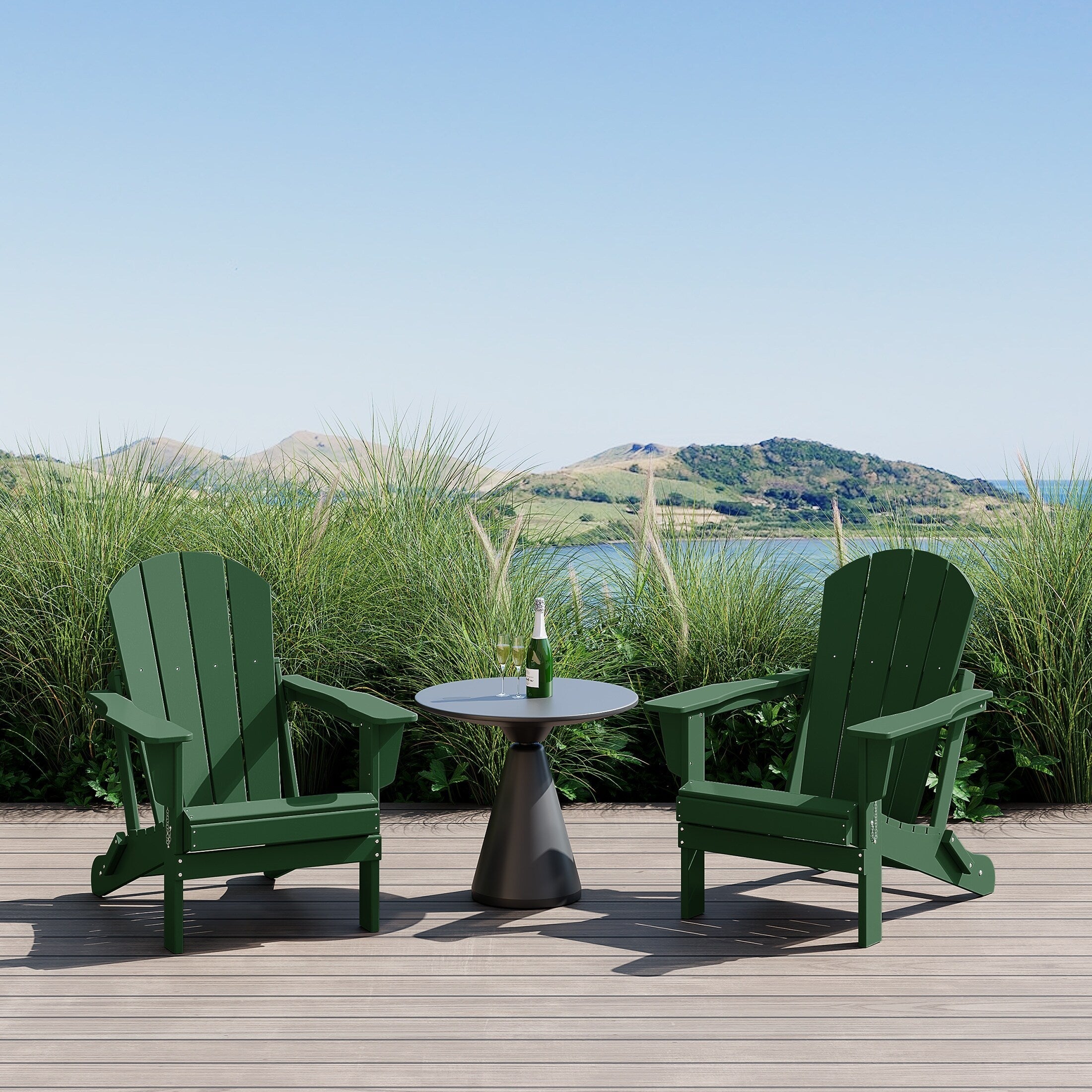 Polytrends Laguna Weather Resistant Outdoor Patio Folding Adirondack Chairs (Set of 2)