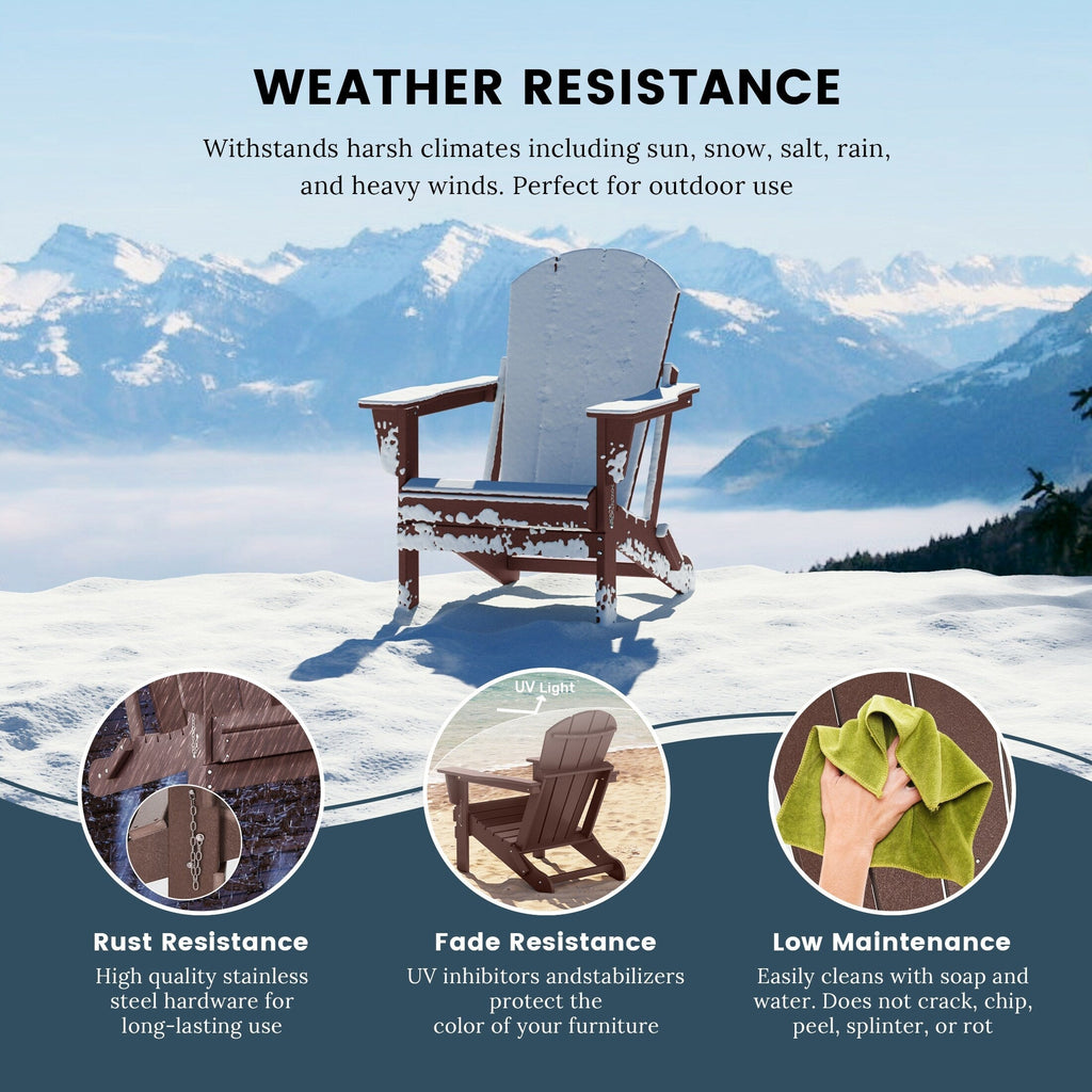 Polytrends Laguna Weather Resistant Outdoor Patio Folding Adirondack Chairs (Set of 2)