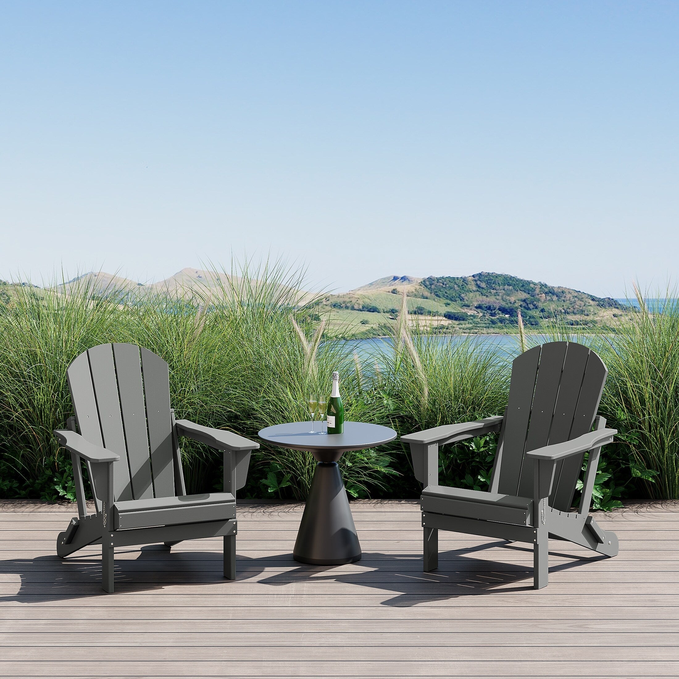 Polytrends Laguna Weather Resistant Outdoor Patio Folding Adirondack Chairs (Set of 2)