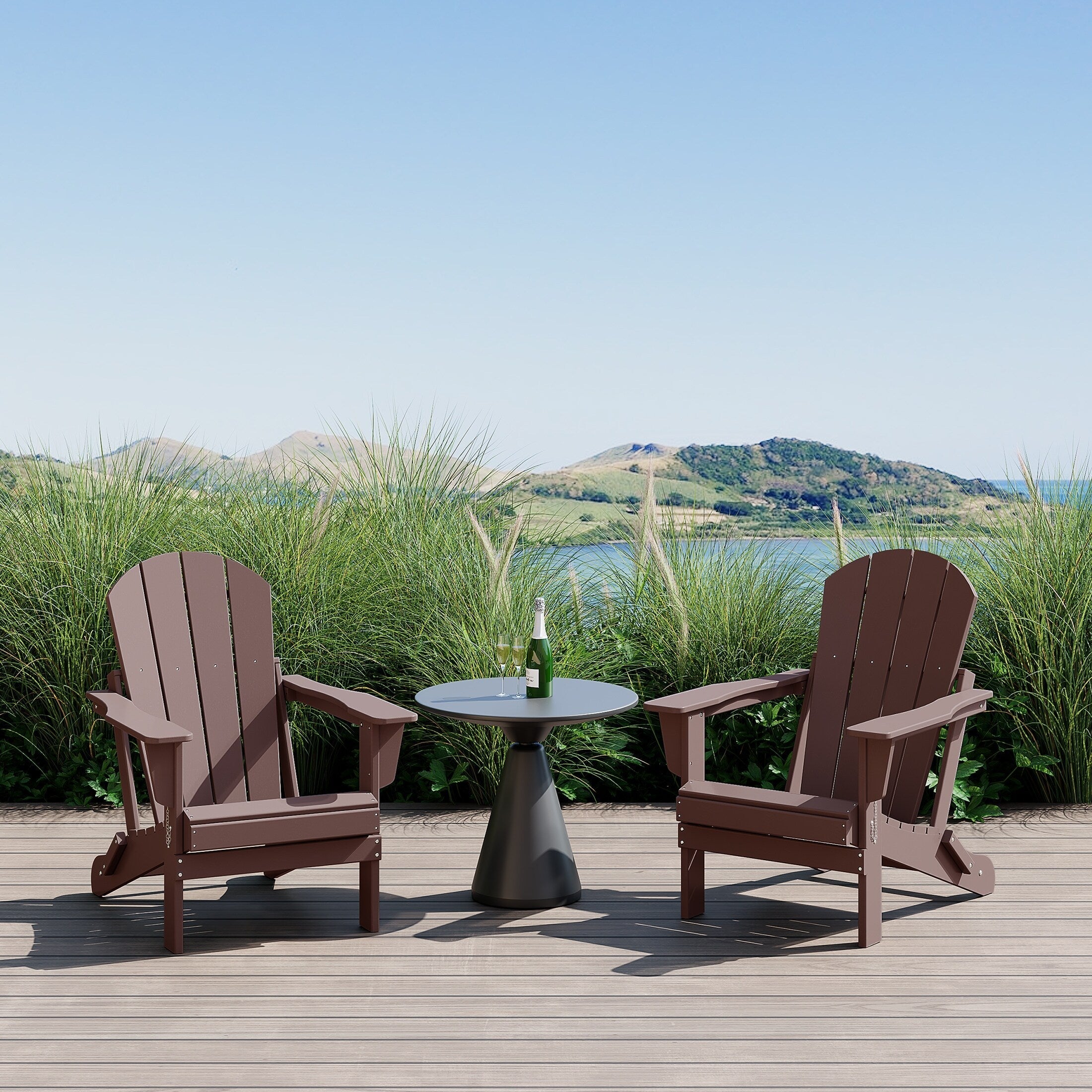 Polytrends Laguna Weather Resistant Outdoor Patio Folding Adirondack Chairs (Set of 2)