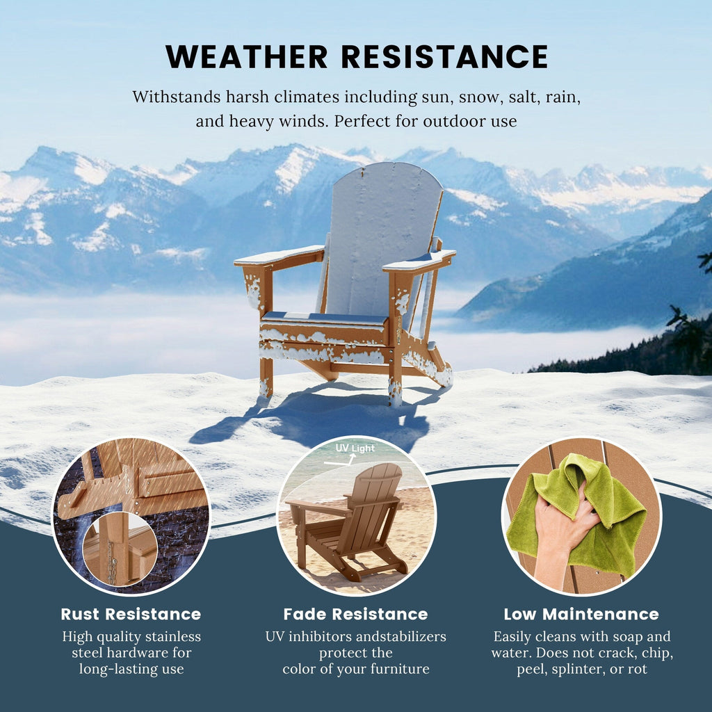 Polytrends Laguna Weather Resistant Outdoor Patio Folding Adirondack Chairs (Set of 2)