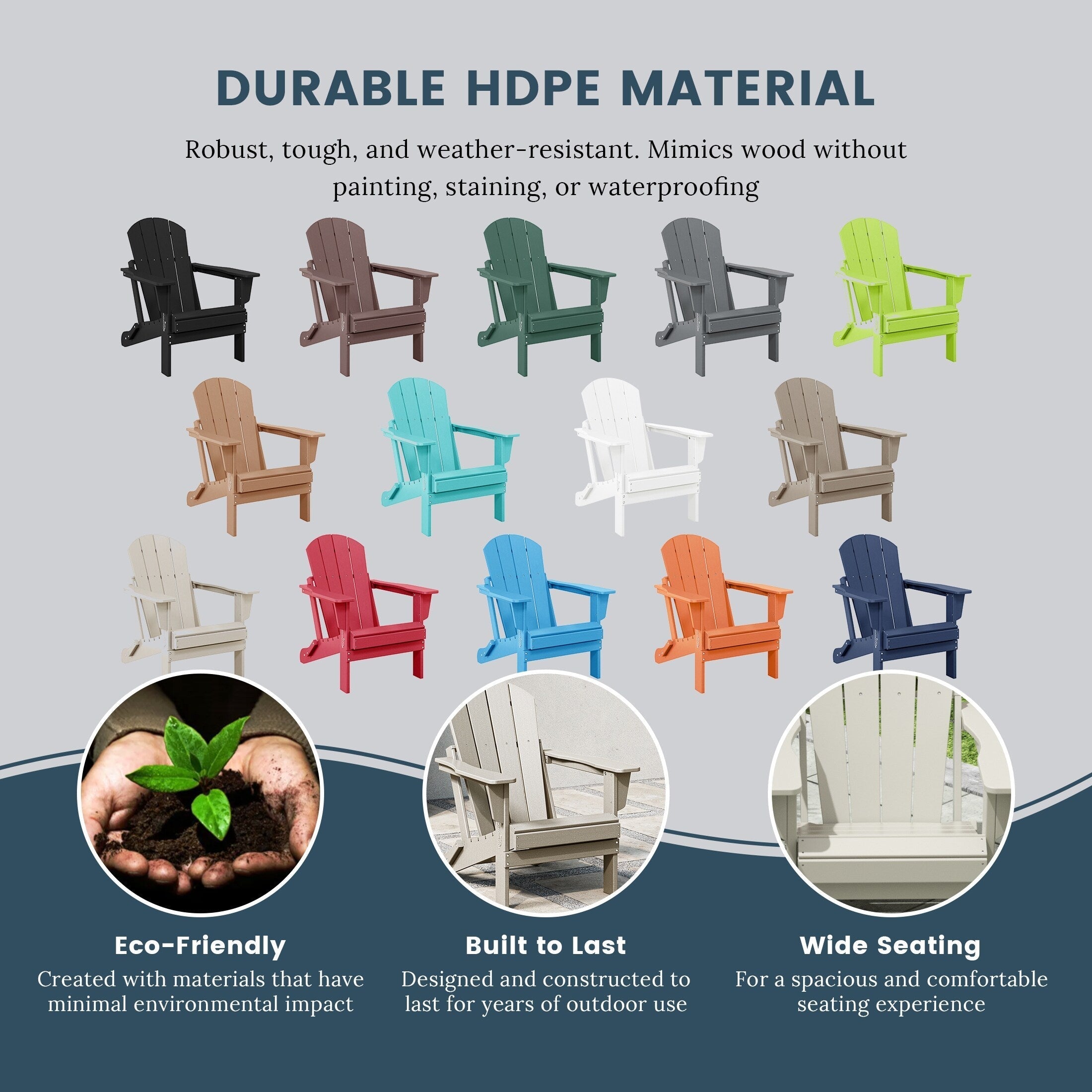 Polytrends Laguna Weather Resistant Outdoor Patio Folding Adirondack Chairs (Set of 2)