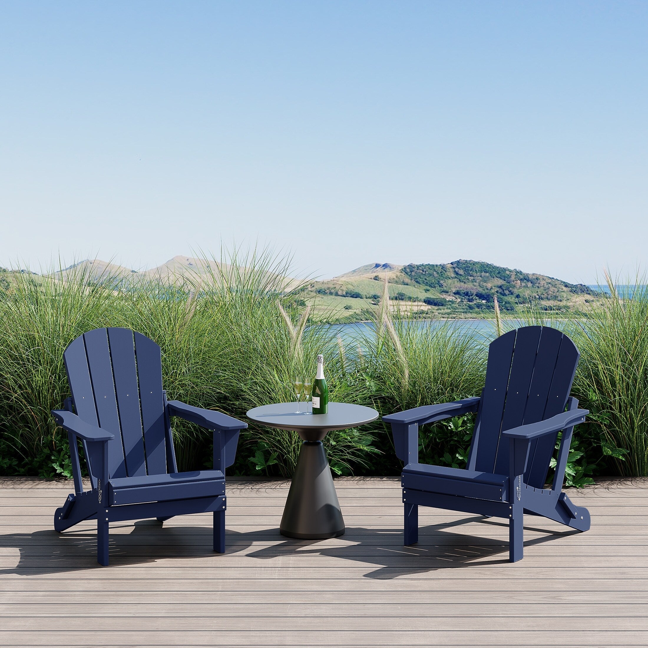 Polytrends Laguna Weather Resistant Outdoor Patio Folding Adirondack Chairs (Set of 2)