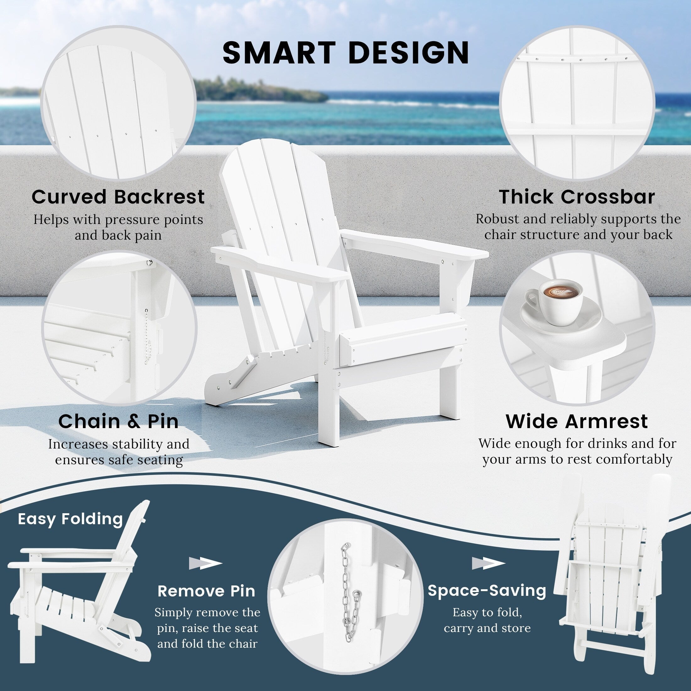Polytrends Laguna Weather Resistant Outdoor Patio Folding Adirondack Chairs (Set of 2)