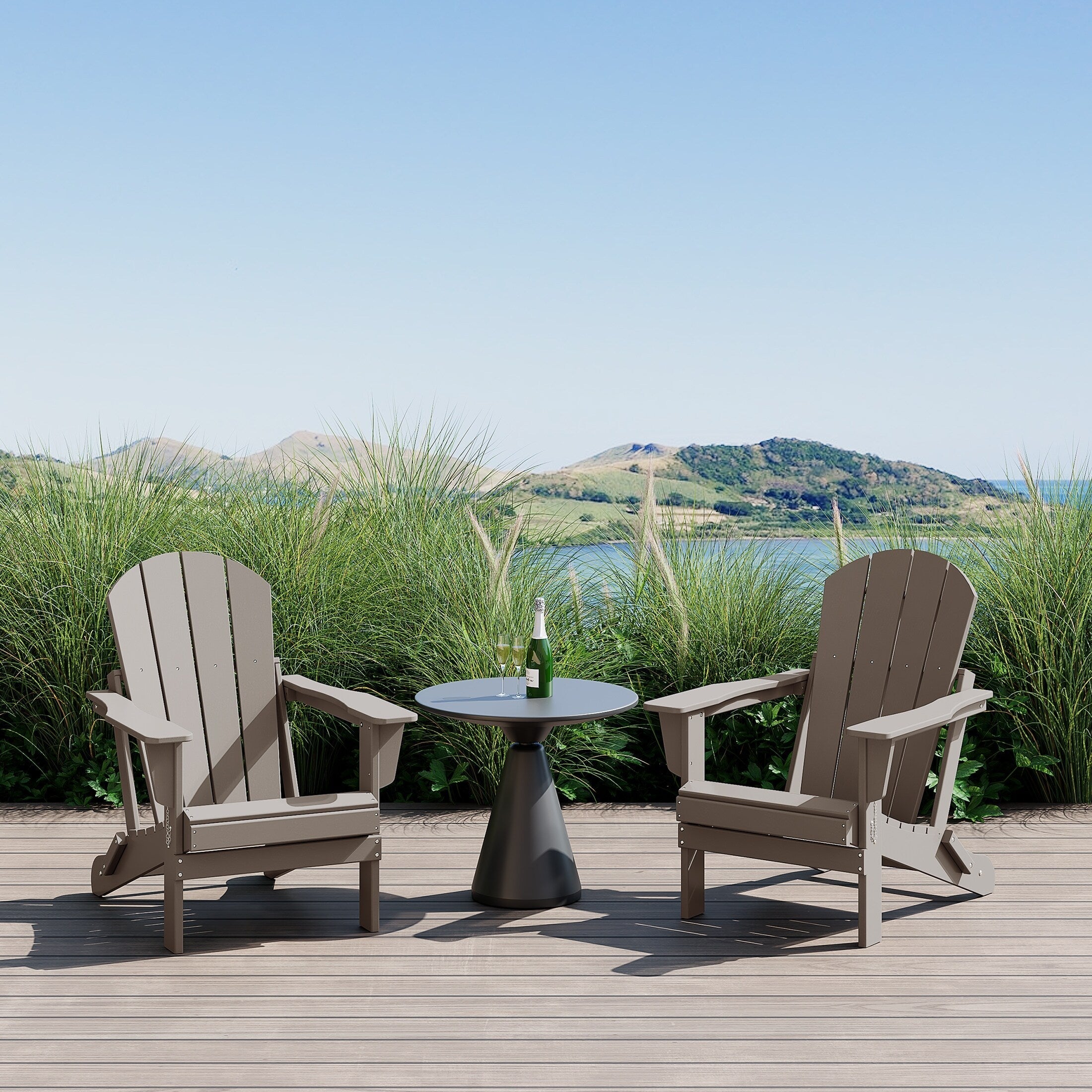 Polytrends Laguna Weather Resistant Outdoor Patio Folding Adirondack Chairs (Set of 2)