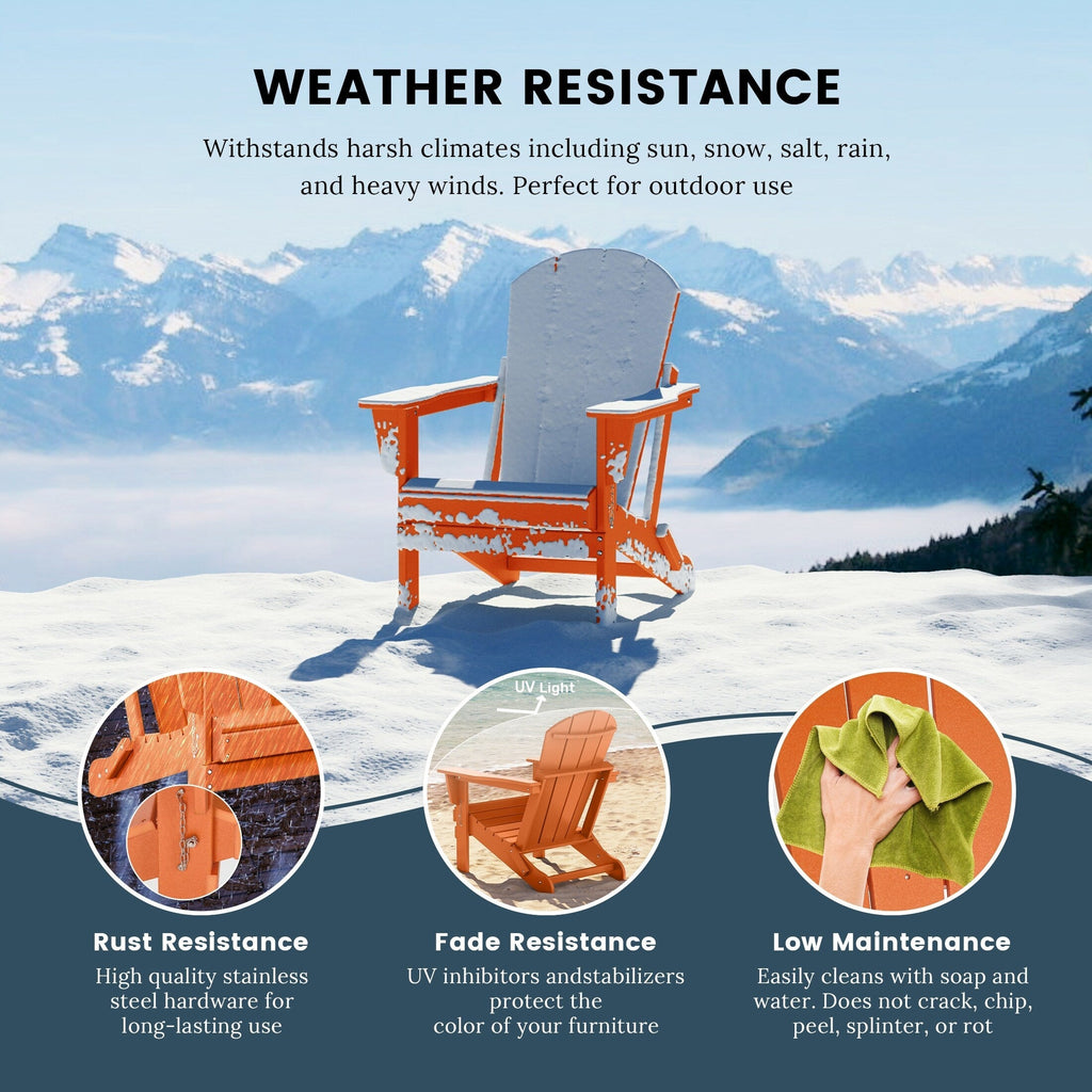 Polytrends Laguna Weather Resistant Outdoor Patio Folding Adirondack Chairs (Set of 2)