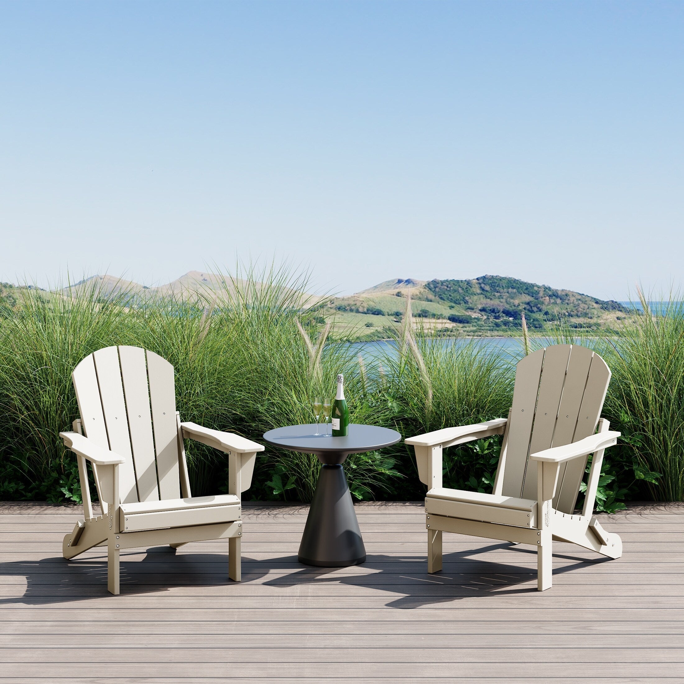 Polytrends Laguna Weather Resistant Outdoor Patio Folding Adirondack Chairs (Set of 2)