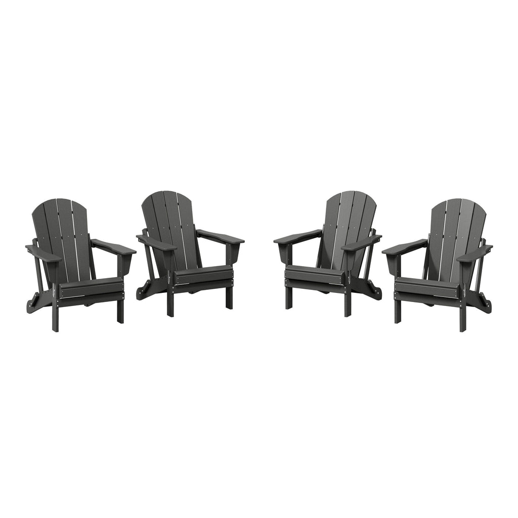 Polytrends Laguna Weather Resistant Outdoor Patio Folding Adirondack Chairs (Set of 4)