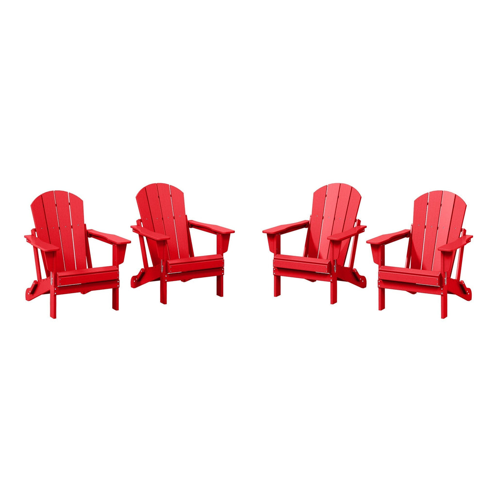 Polytrends Laguna Weather Resistant Outdoor Patio Folding Adirondack Chairs (Set of 4)