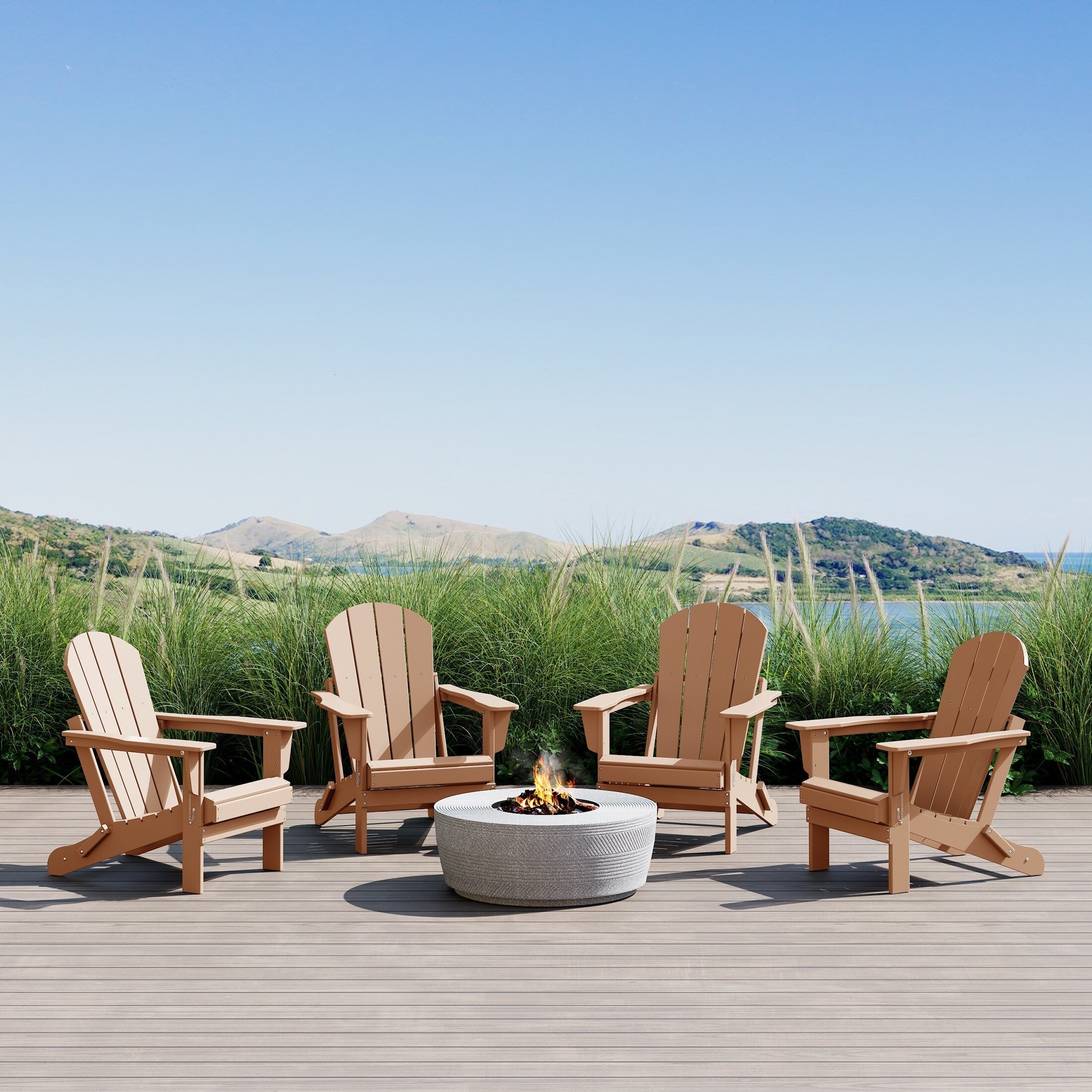 Polytrends Laguna Weather Resistant Outdoor Patio Folding Adirondack Chairs (Set of 4)