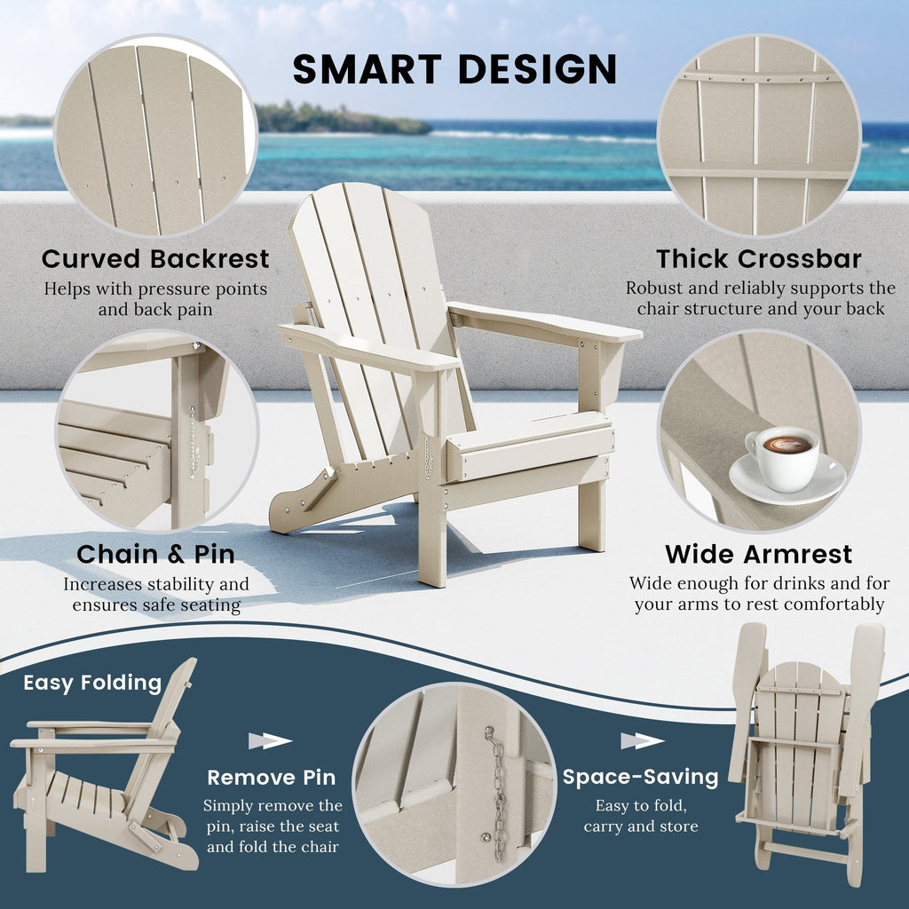 Polytrends Laguna Weather Resistant Outdoor Patio Folding Adirondack Chairs (Set of 4)