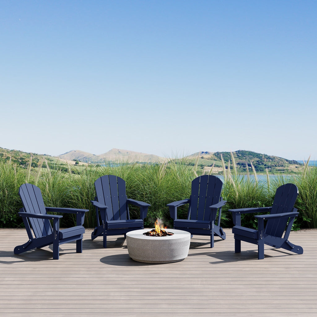 Polytrends Laguna Weather Resistant Outdoor Patio Folding Adirondack Chairs (Set of 4)
