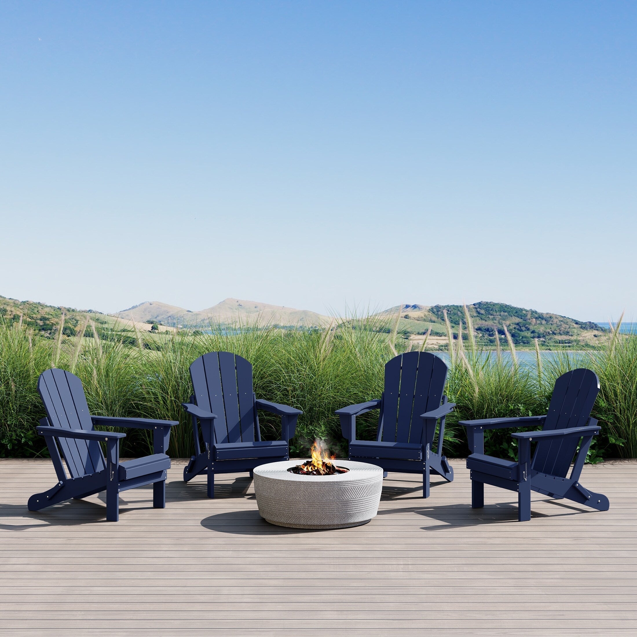 Polytrends Laguna Weather Resistant Outdoor Patio Folding Adirondack Chairs (Set of 4)