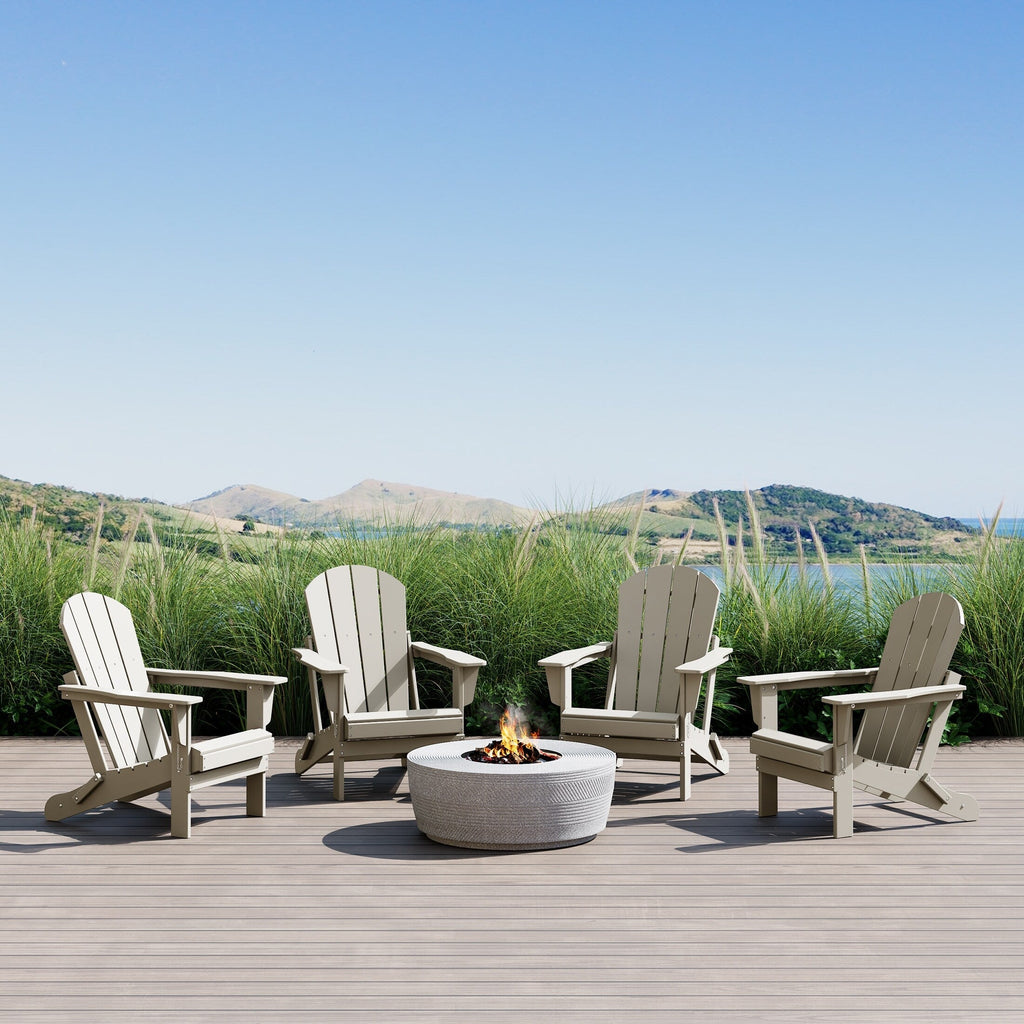 Polytrends Laguna Weather Resistant Outdoor Patio Folding Adirondack Chairs (Set of 4)