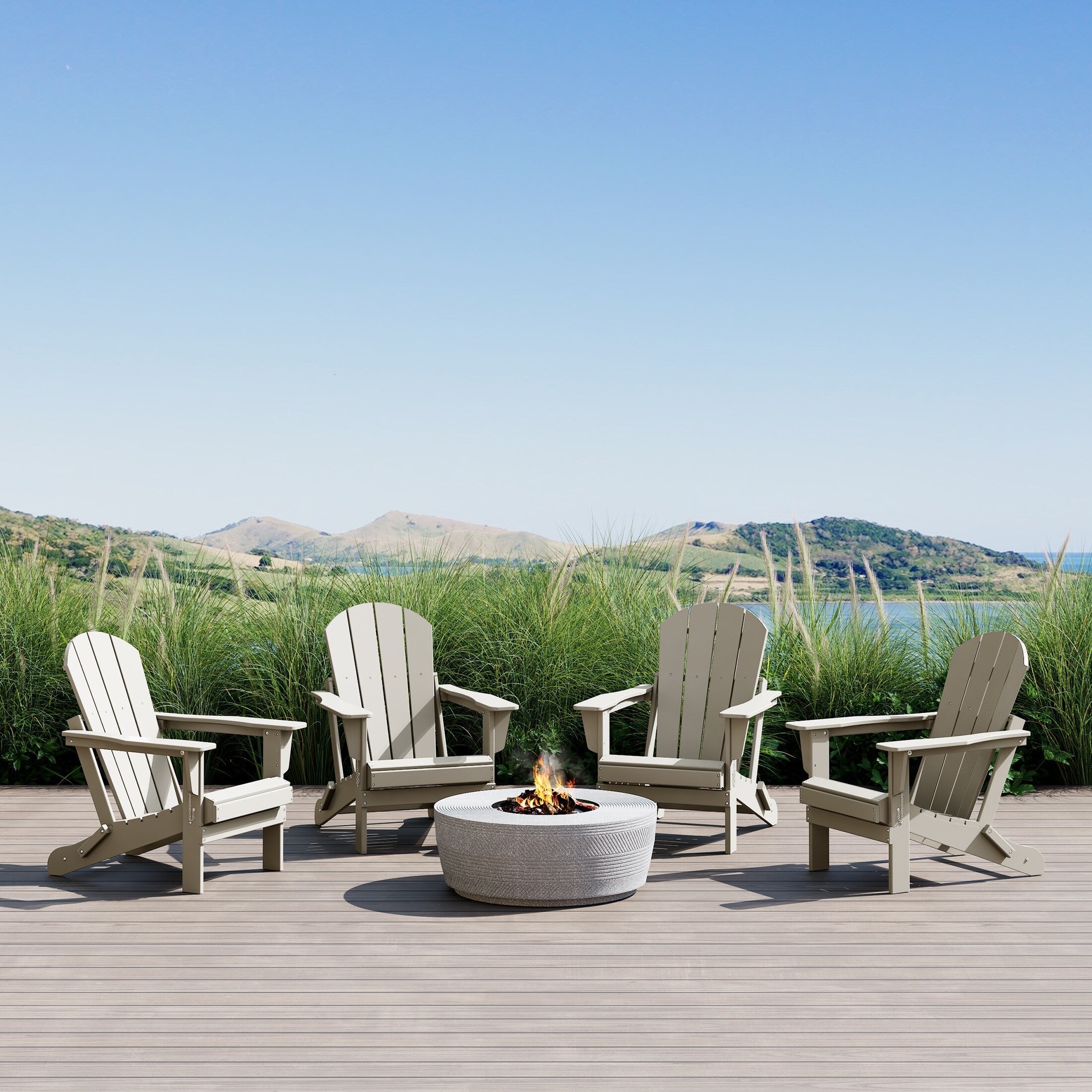 Polytrends Laguna Weather Resistant Outdoor Patio Folding Adirondack Chairs (Set of 4)