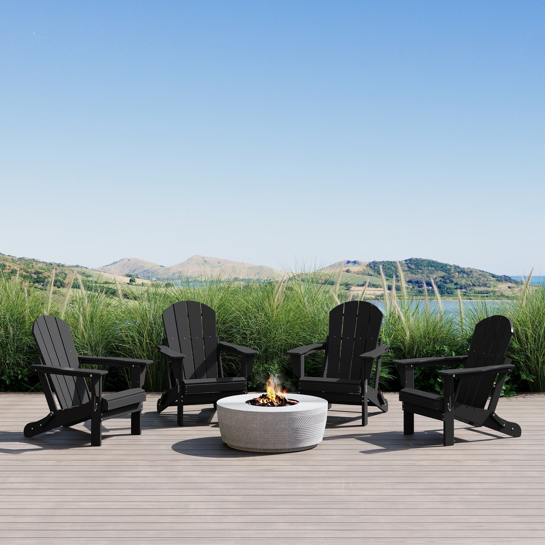 Polytrends Laguna Weather Resistant Outdoor Patio Folding Adirondack Chairs (Set of 4)