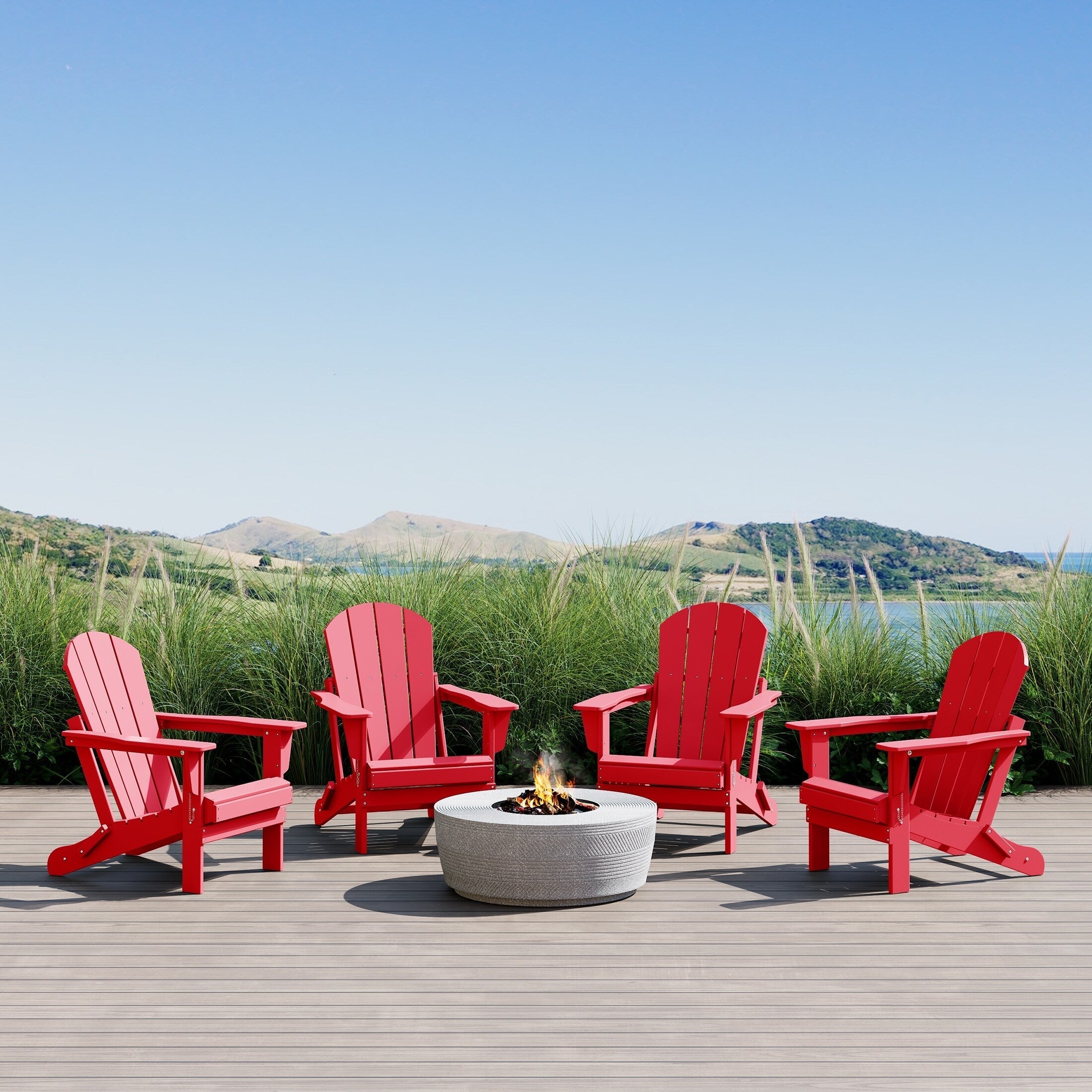 Polytrends Laguna Weather Resistant Outdoor Patio Folding Adirondack Chairs (Set of 4)