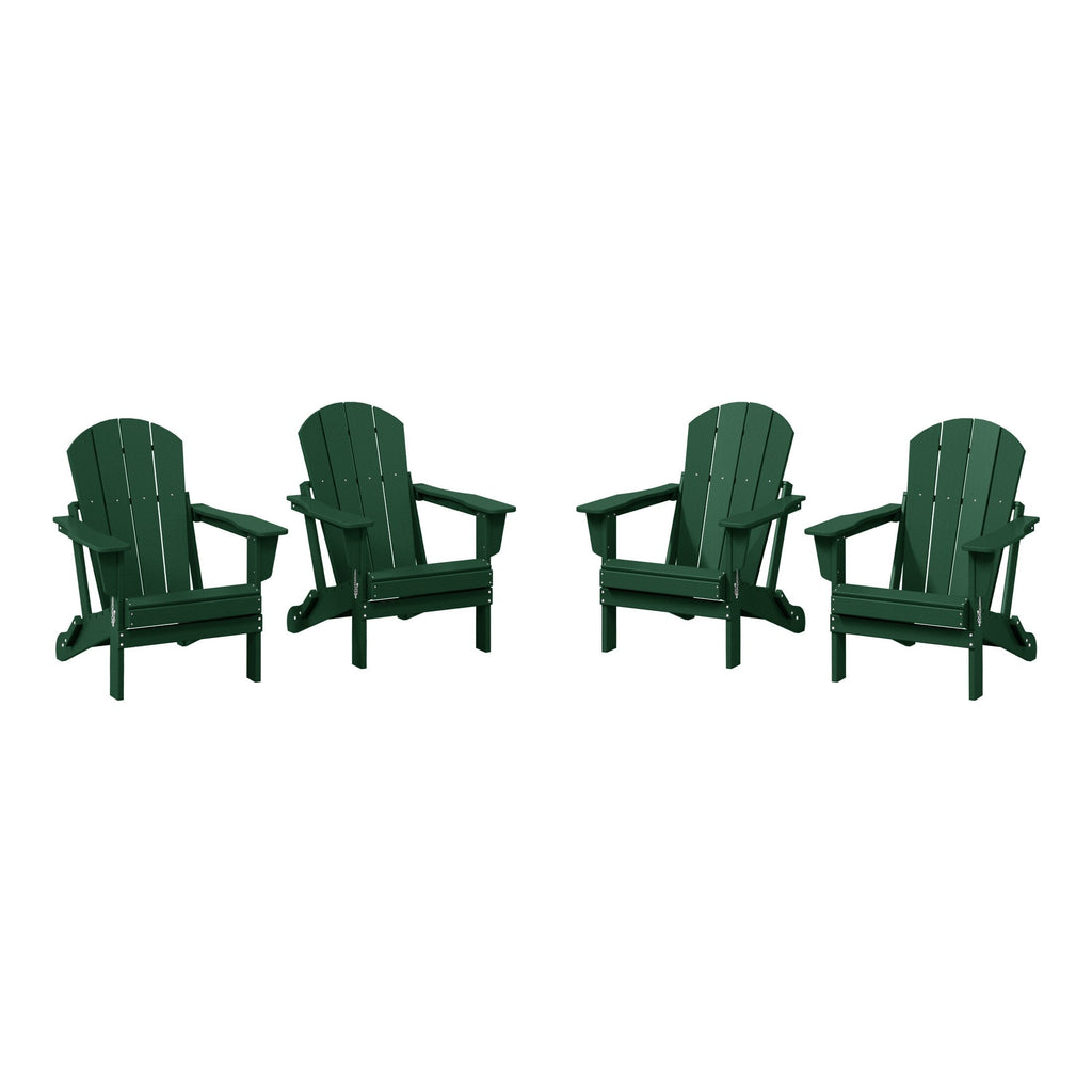 Polytrends Laguna Weather Resistant Outdoor Patio Folding Adirondack Chairs (Set of 4)