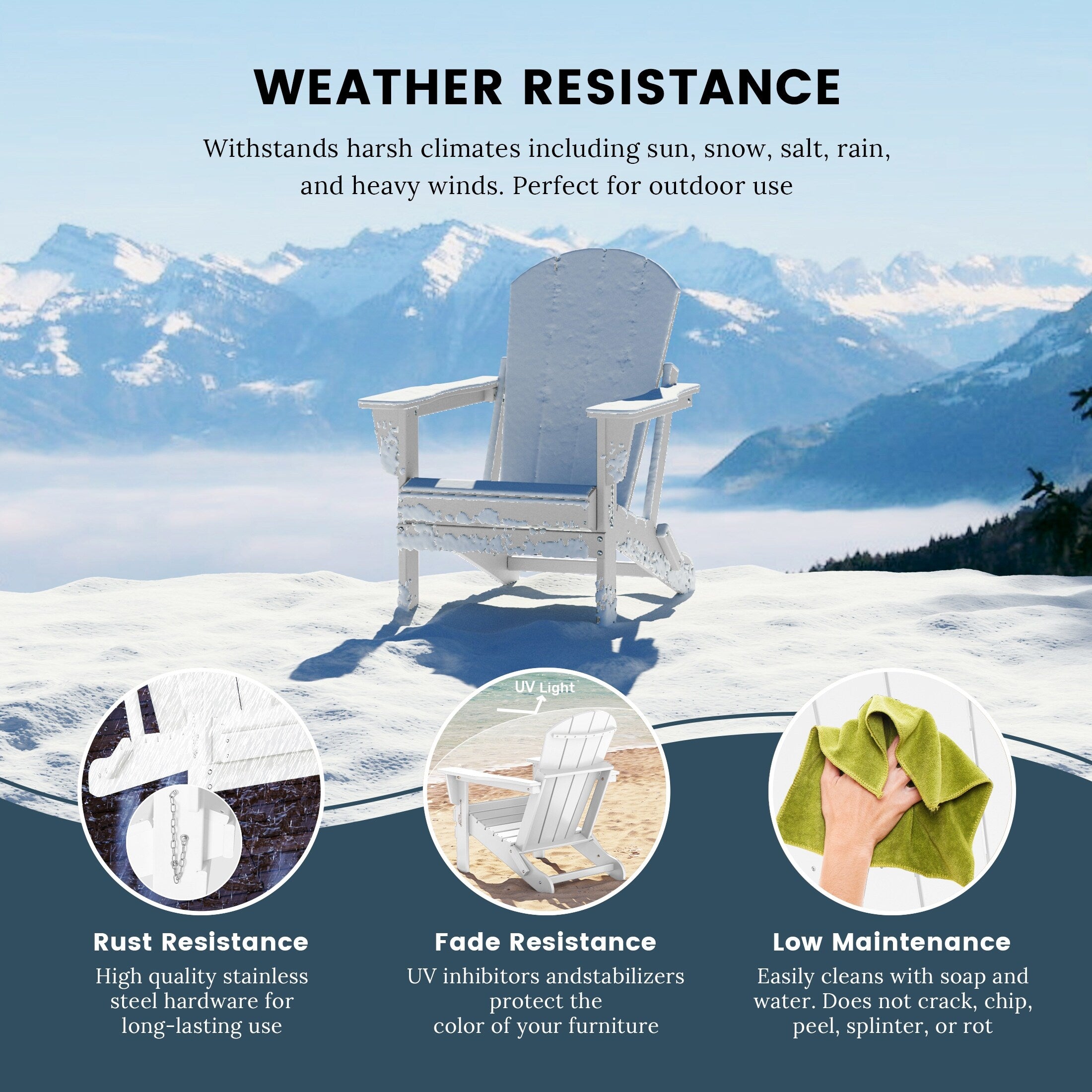 Polytrends Laguna Weather Resistant Outdoor Patio Folding Adirondack Chairs (Set of 4)