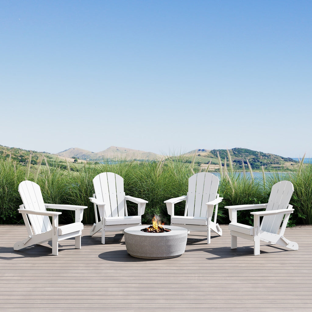 Polytrends Laguna Weather Resistant Outdoor Patio Folding Adirondack Chairs (Set of 4)