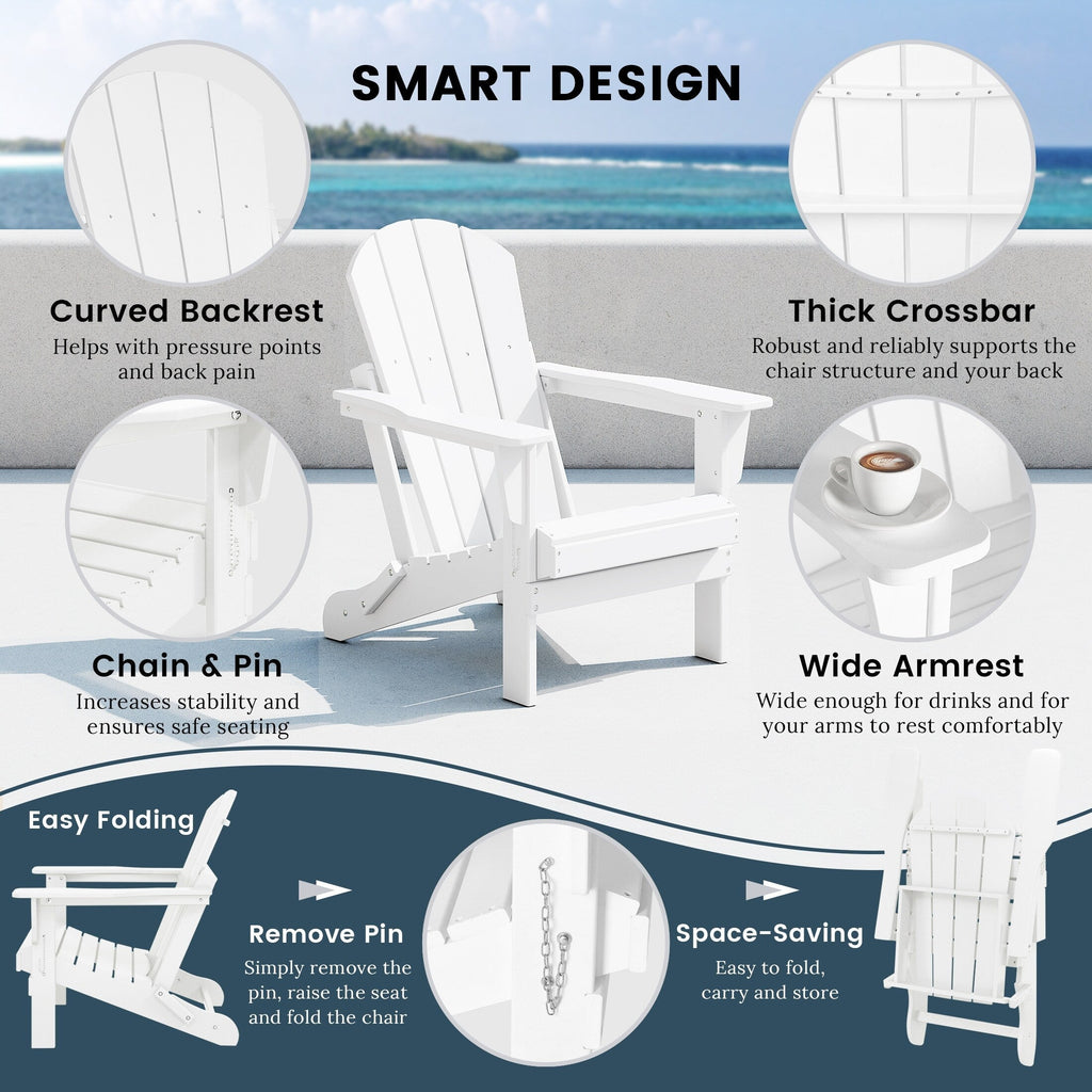 Polytrends Laguna Weather Resistant Outdoor Patio Folding Adirondack Chairs (Set of 4)