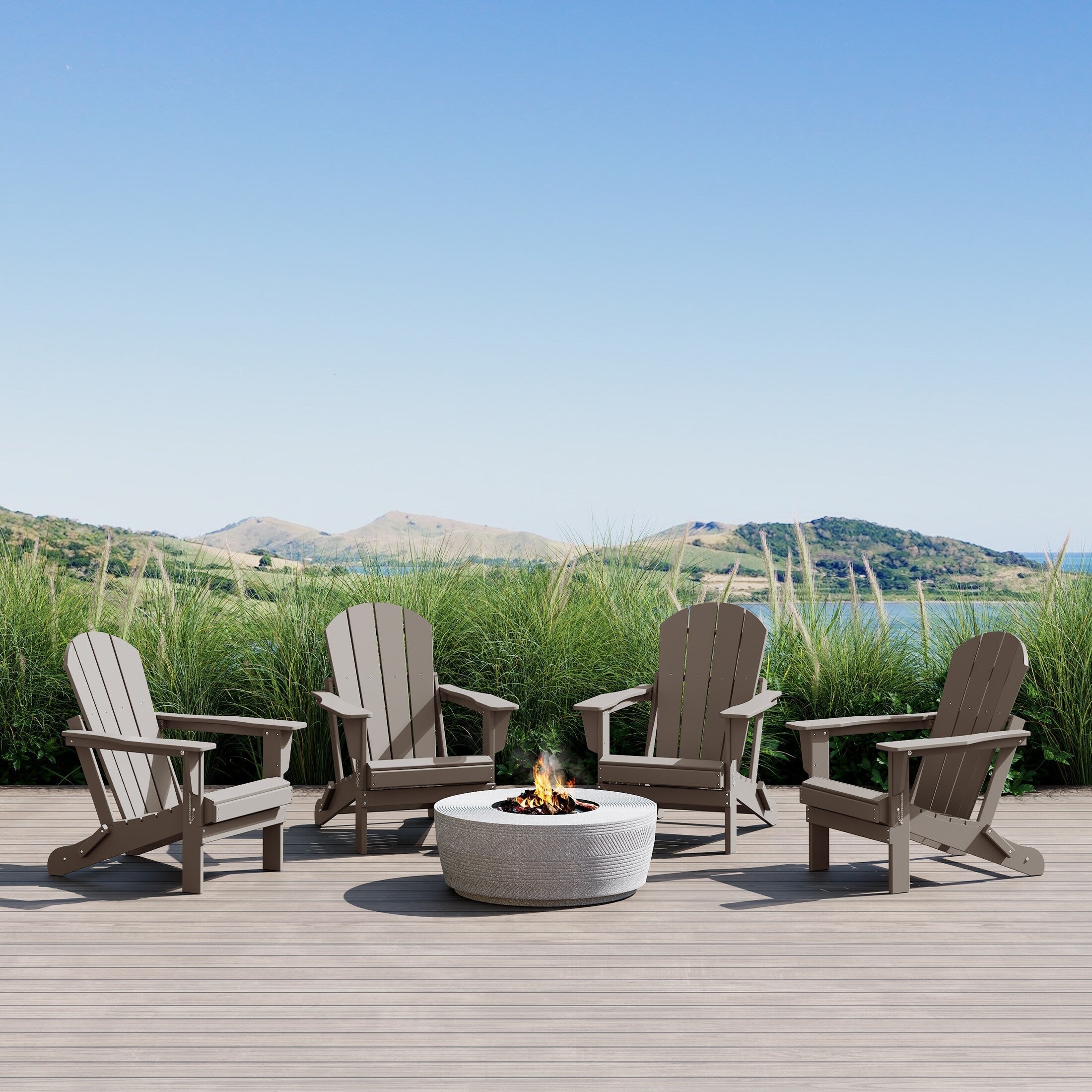 Polytrends Laguna Weather Resistant Outdoor Patio Folding Adirondack Chairs (Set of 4)