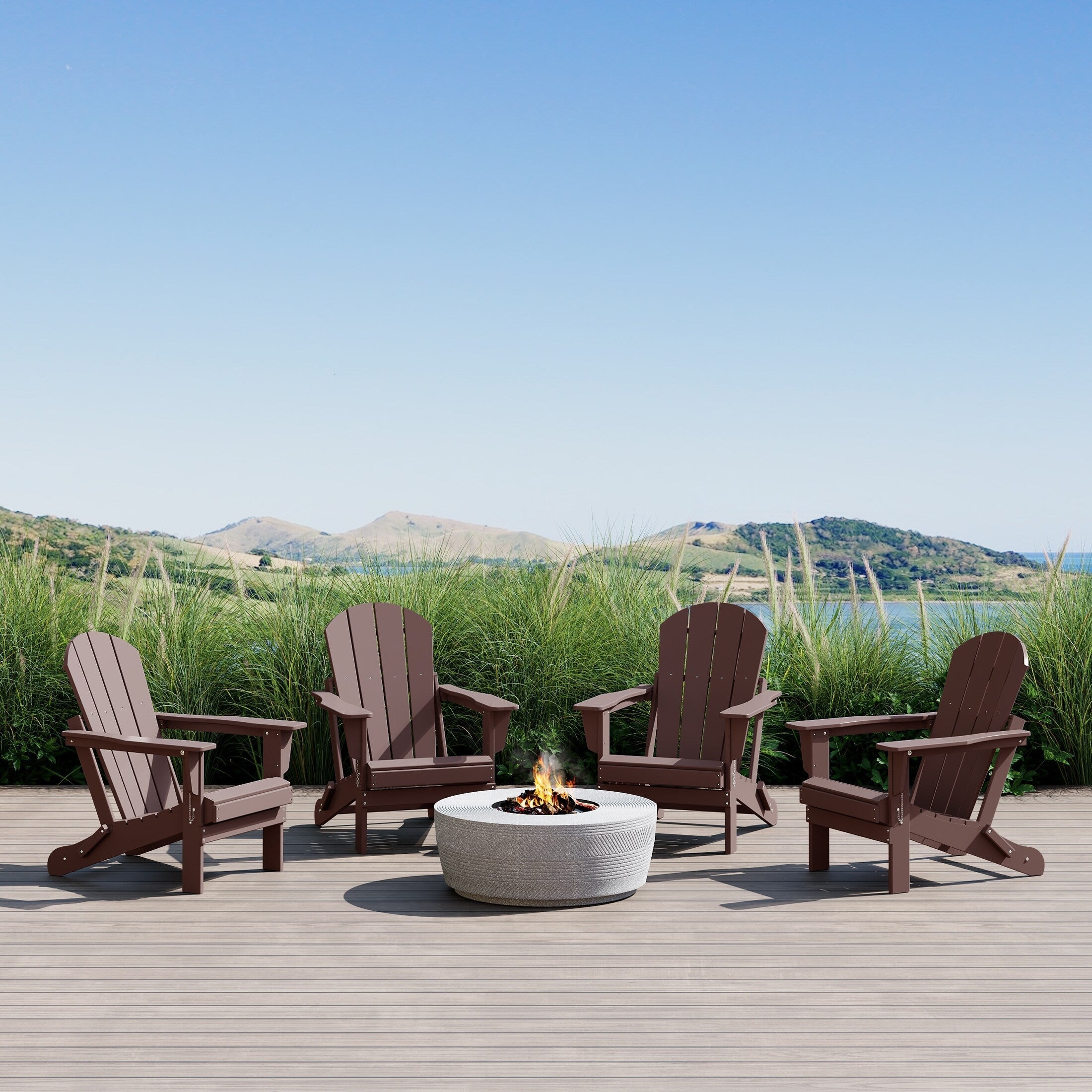 Polytrends Laguna Weather Resistant Outdoor Patio Folding Adirondack Chairs (Set of 4)