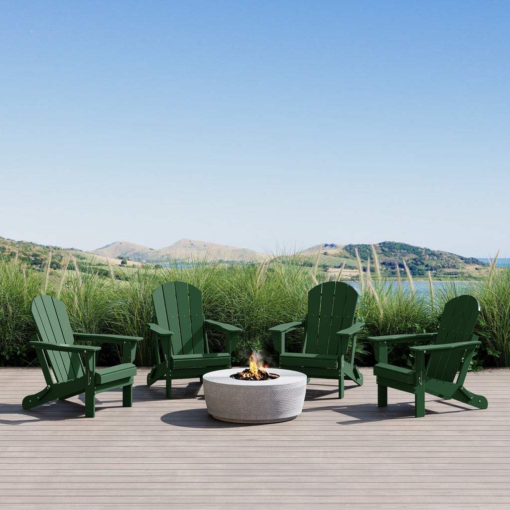 Polytrends Laguna Weather Resistant Outdoor Patio Folding Adirondack Chairs (Set of 4)