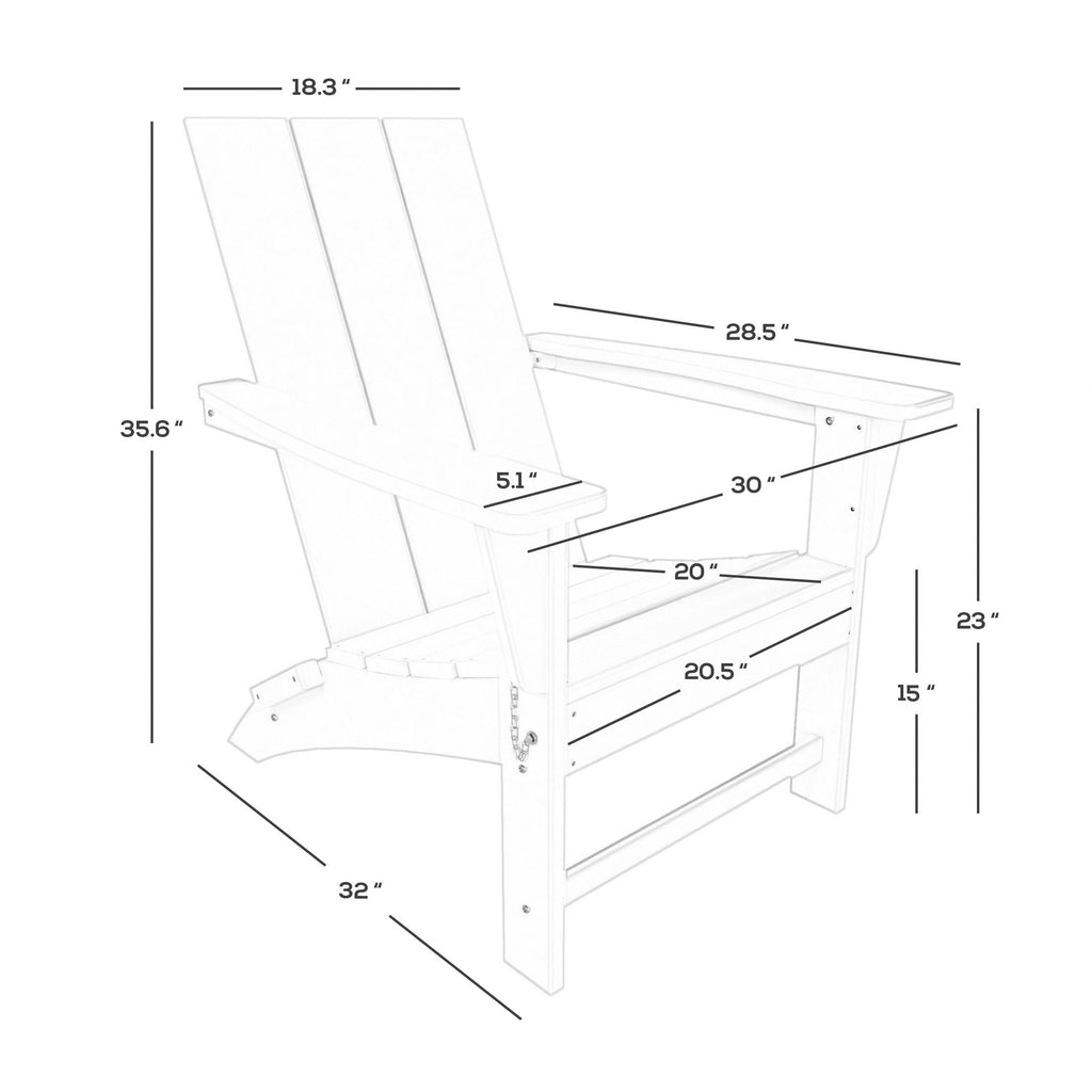 Polytrends Shoreside Modern Eco-Friendly All Weather Commercial-Residential Folding Adirondack Chair