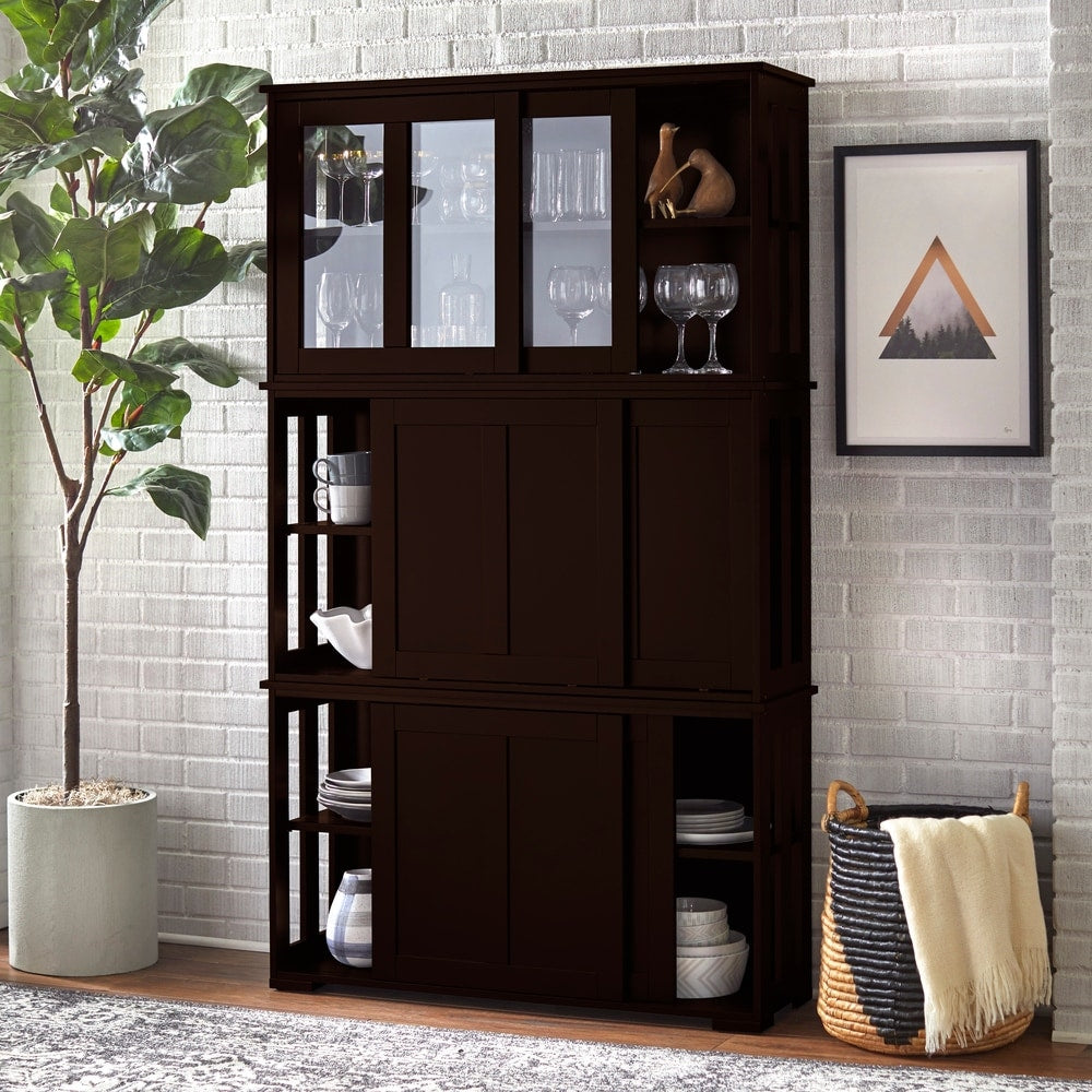 Porch & Den Jefferson Sliding Glass Door Stackable China Cabinet