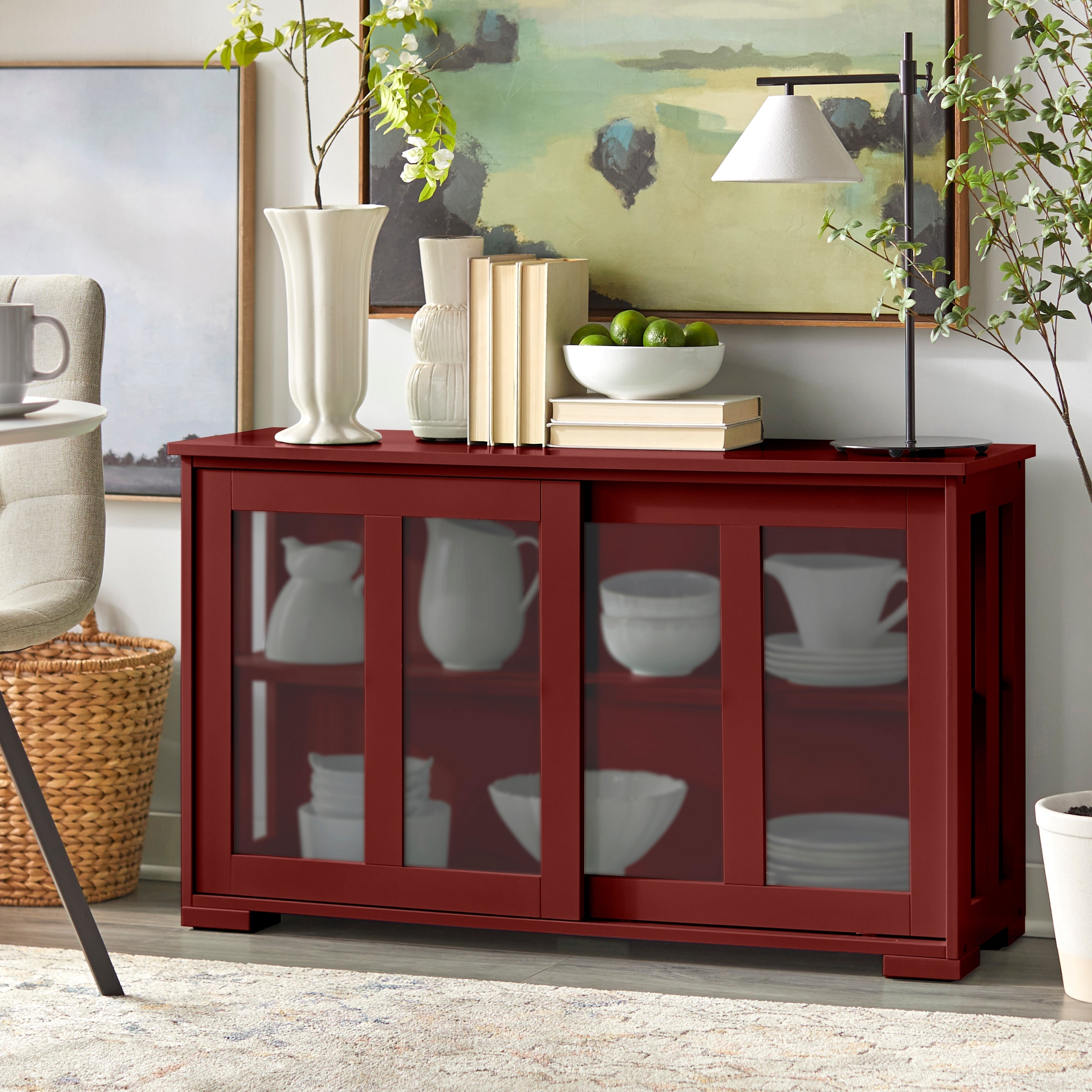 Porch & Den Jefferson Sliding Glass Door Stackable China Cabinet