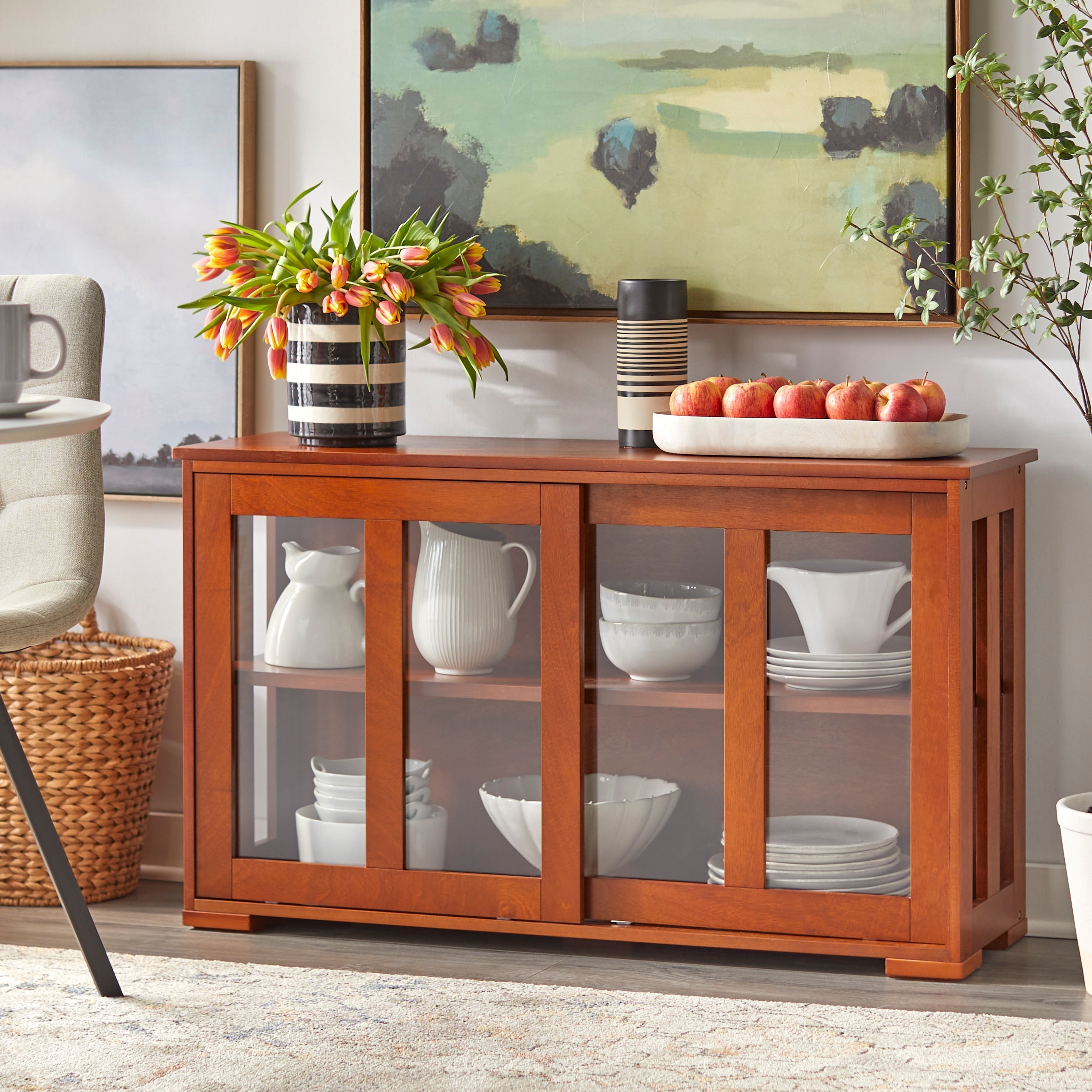 Porch & Den Jefferson Sliding Glass Door Stackable China Cabinet