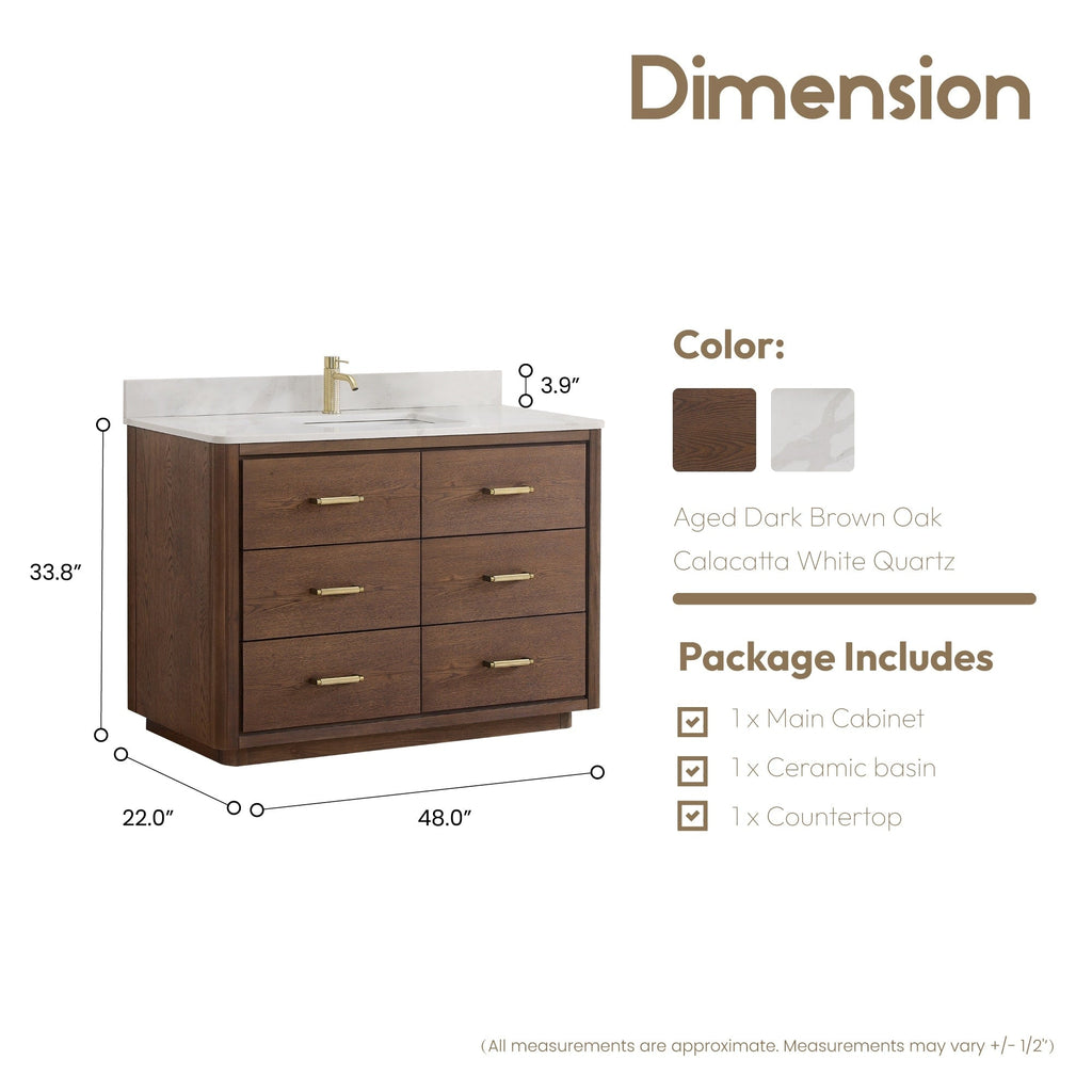 Porto Bath Vanity with White Quartz Stone Top without Mirror
