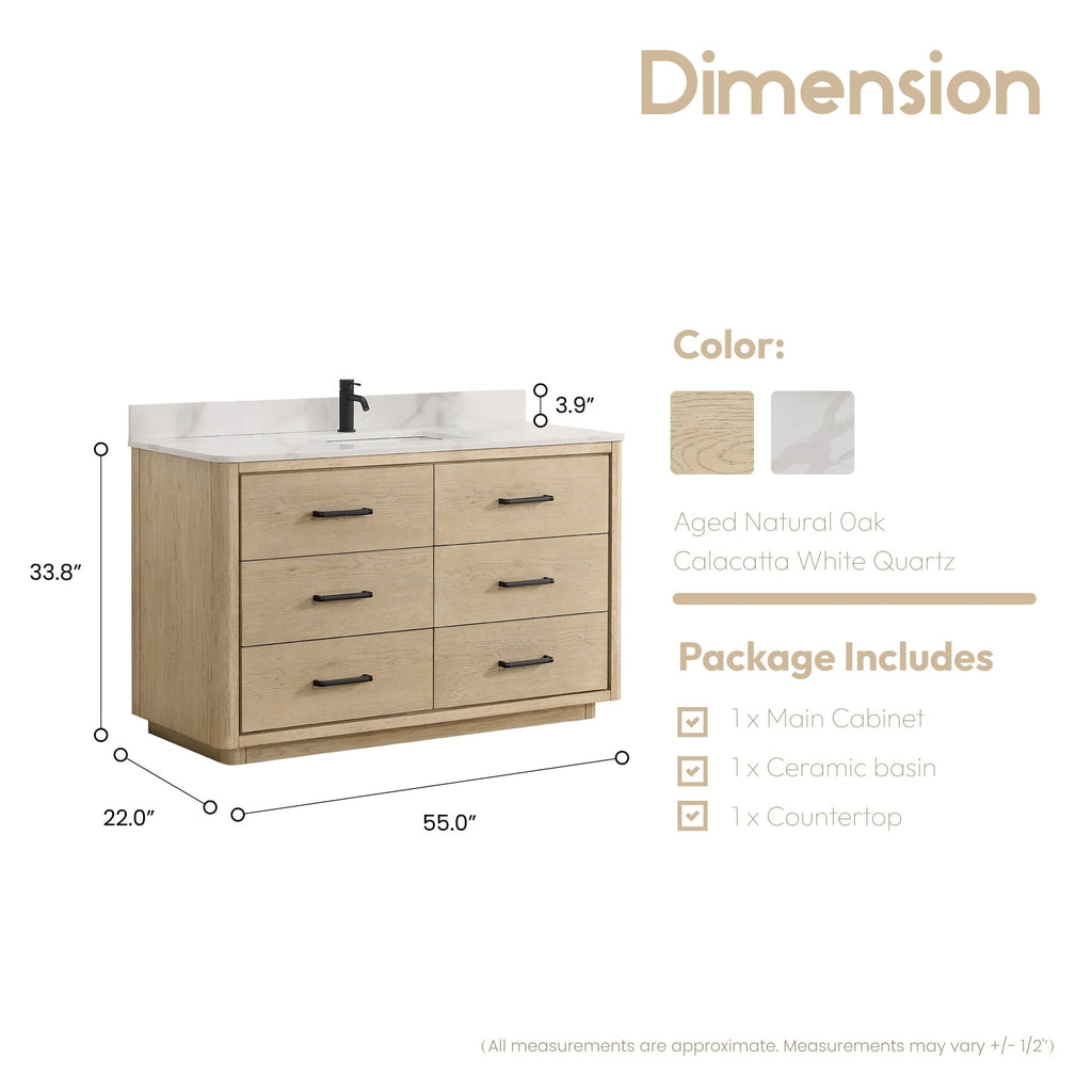 Porto Bath Vanity with White Quartz Stone Top without Mirror
