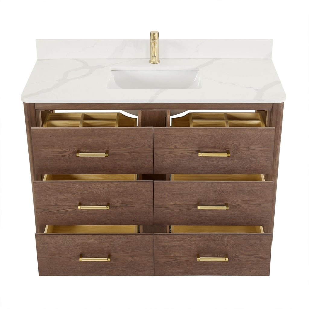 Porto Bath Vanity with White Quartz Stone Top without Mirror