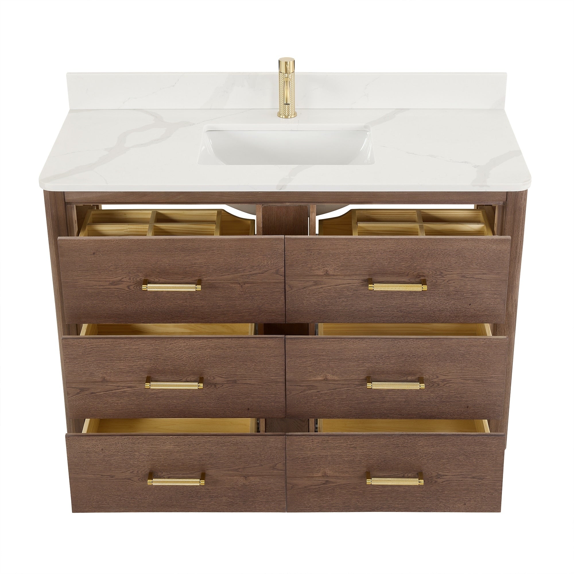 Porto Bath Vanity with White Quartz Stone Top without Mirror