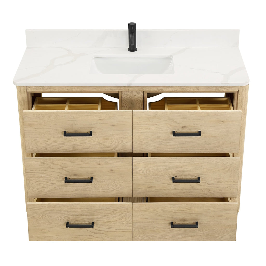 Porto Bath Vanity with White Quartz Stone Top without Mirror