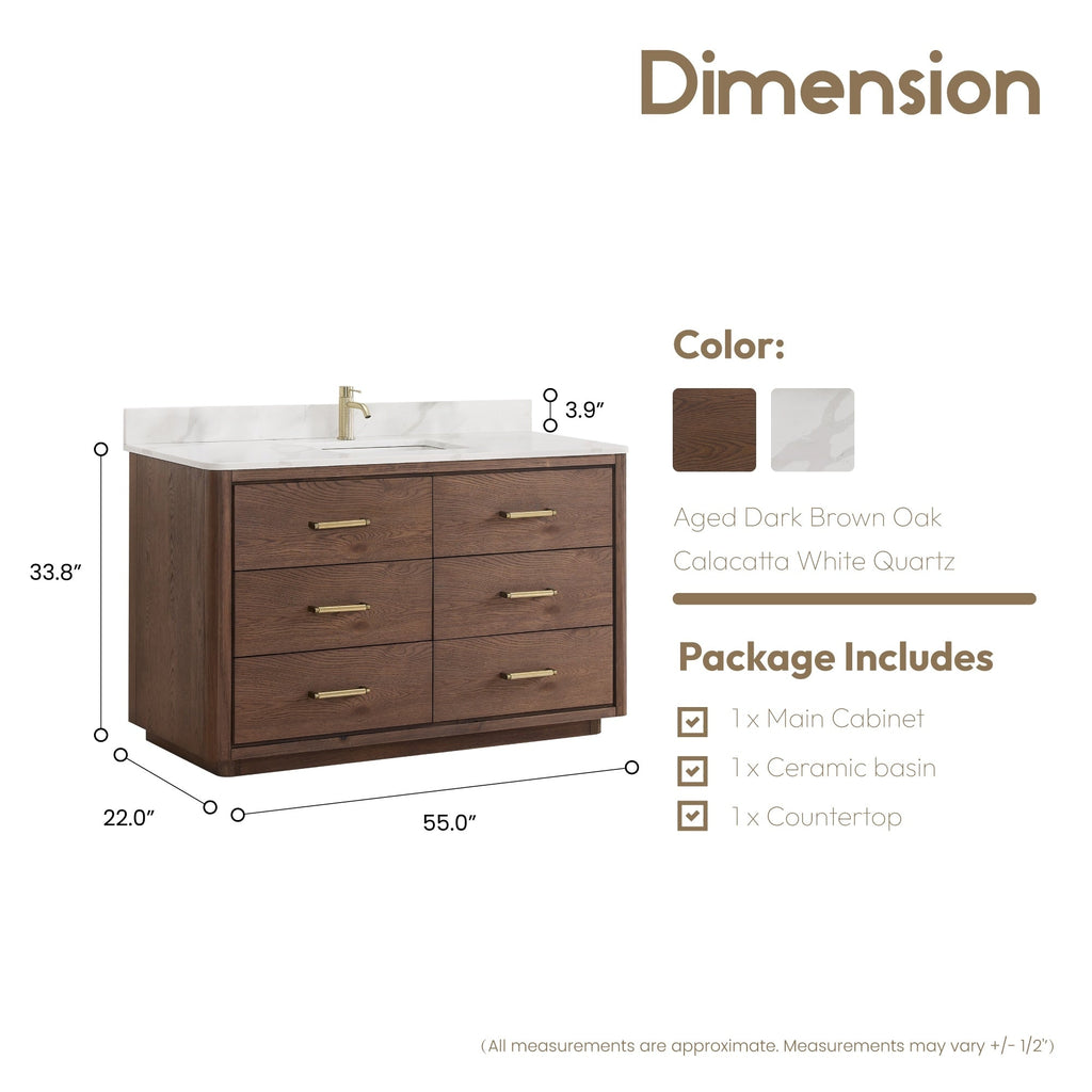Porto Bath Vanity with White Quartz Stone Top without Mirror