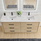 Porto Bath Vanity with White Quartz Stone Top without Mirror