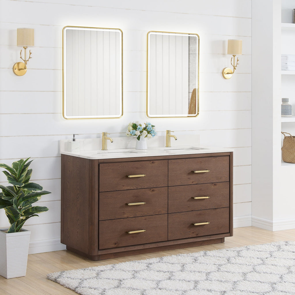 Porto Bath Vanity with White Quartz Stone Top without Mirror